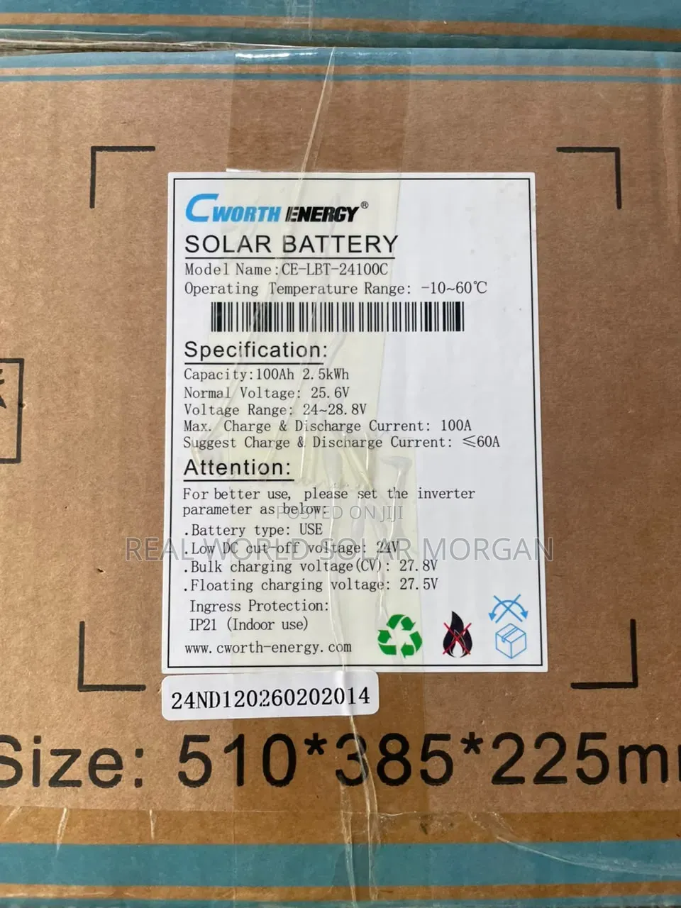 2.5kwh Cworth Lithium Battery (25.6v 100ah) — Compact Powerhouse