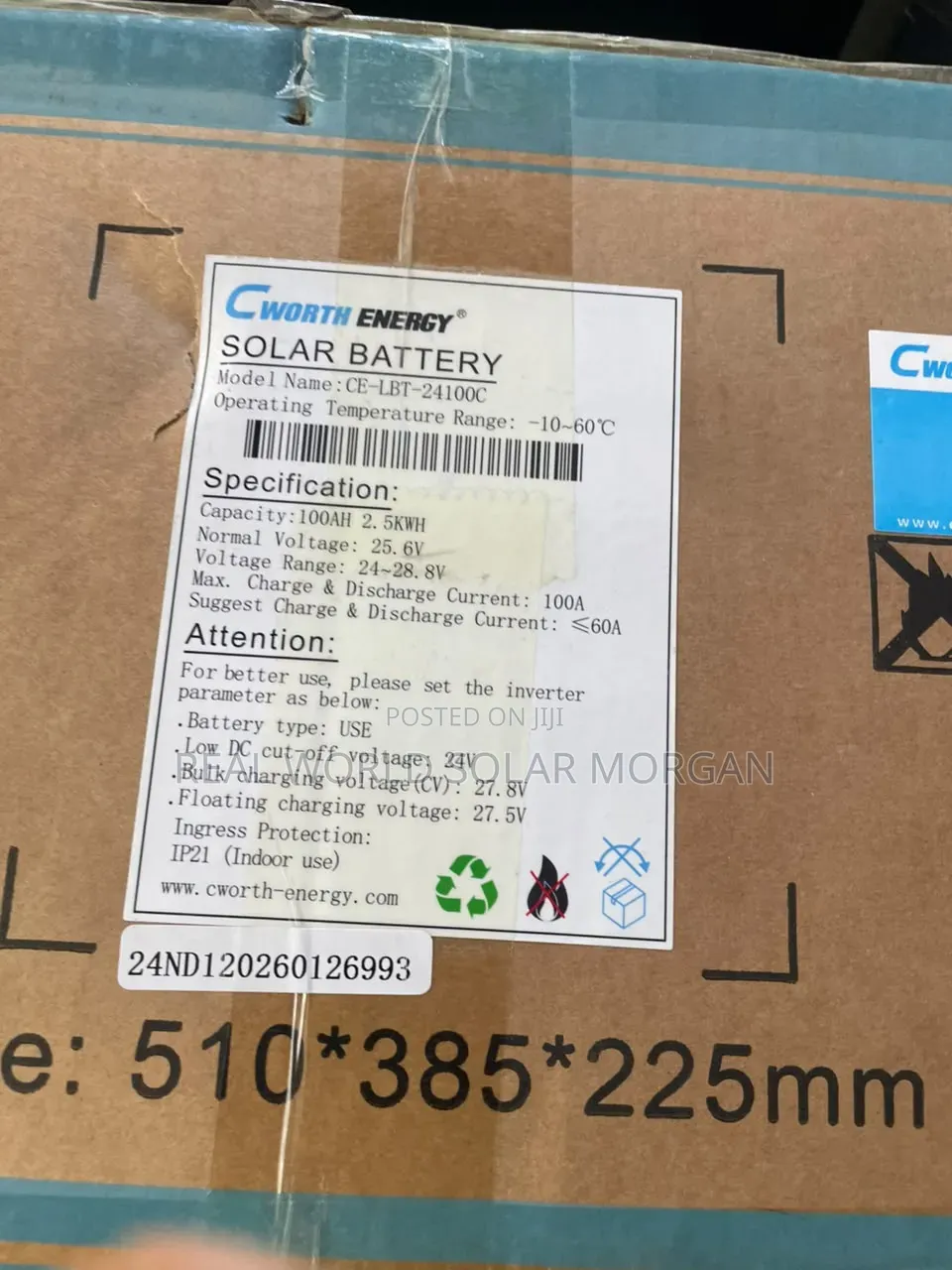 2.5kwh Cworth Lithium Battery (25.6v 100ah) — Compact Powerhouse