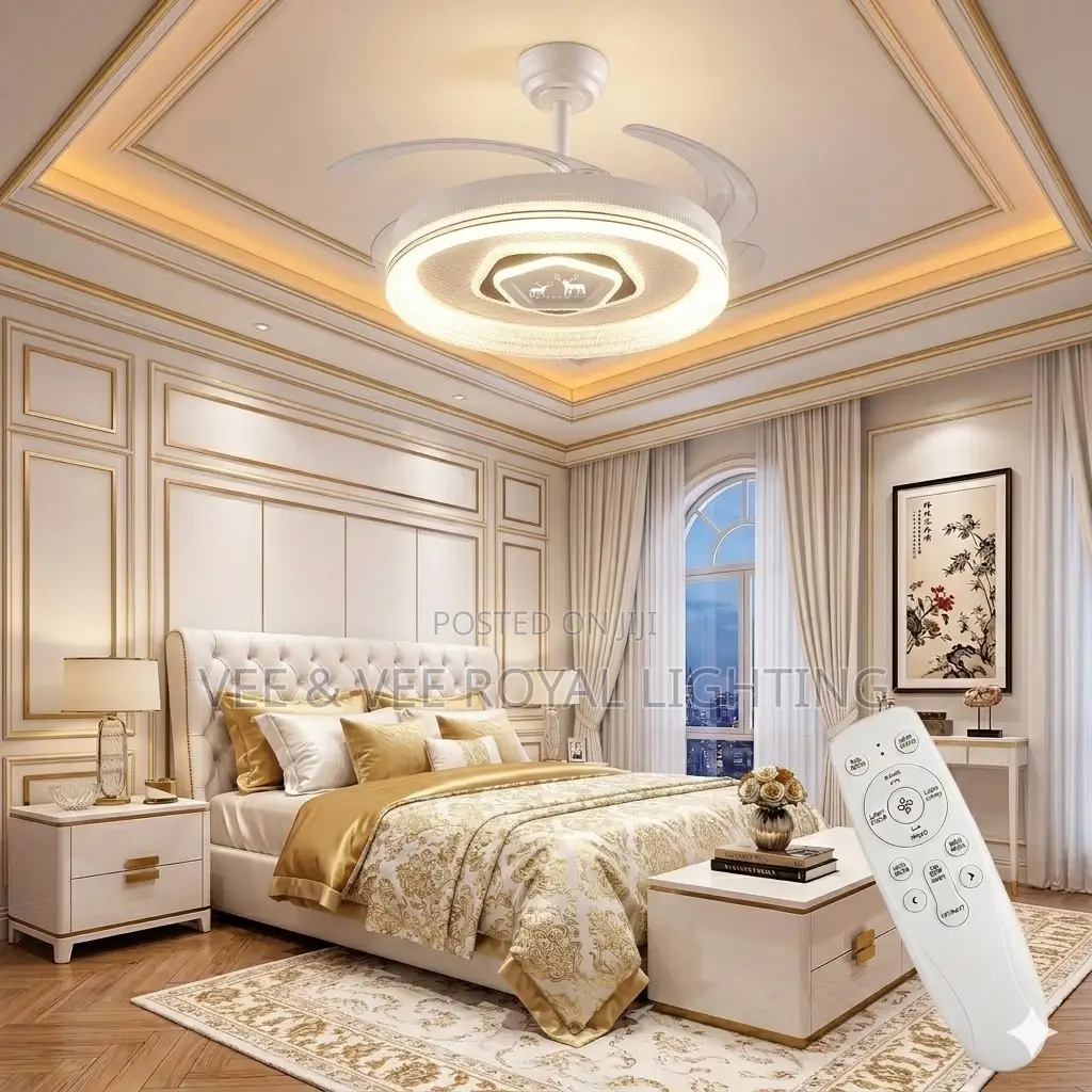 Smart Led Fan Light + Remote - For Bedroom, Living Room, Waiting Room