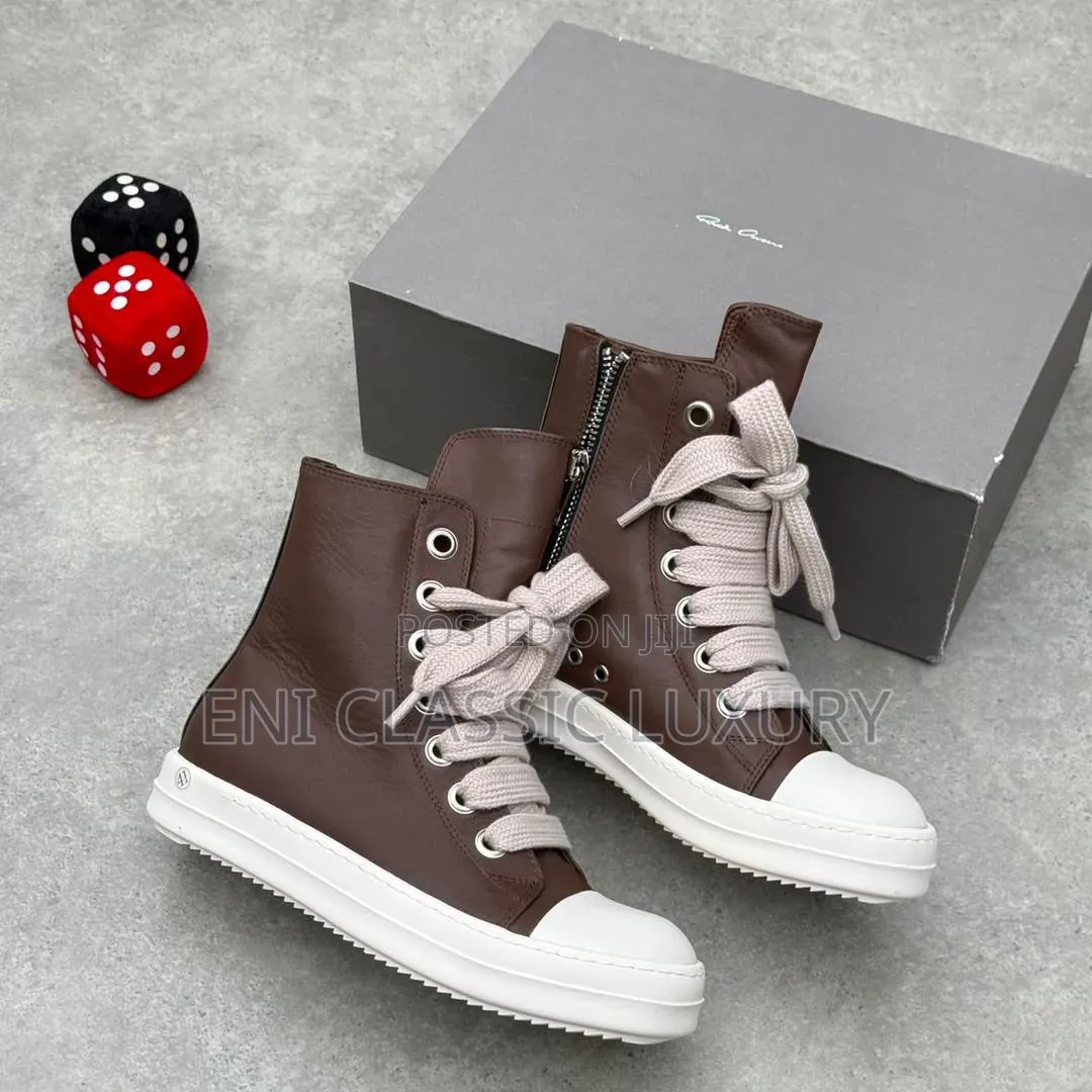 Pure Quality Luxury Men's High Top Sneakers Rick Owen Best Quality