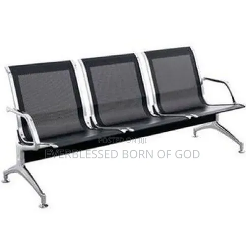 3 in 1 Office Waiting Chair With Black Perforated Metal Seats