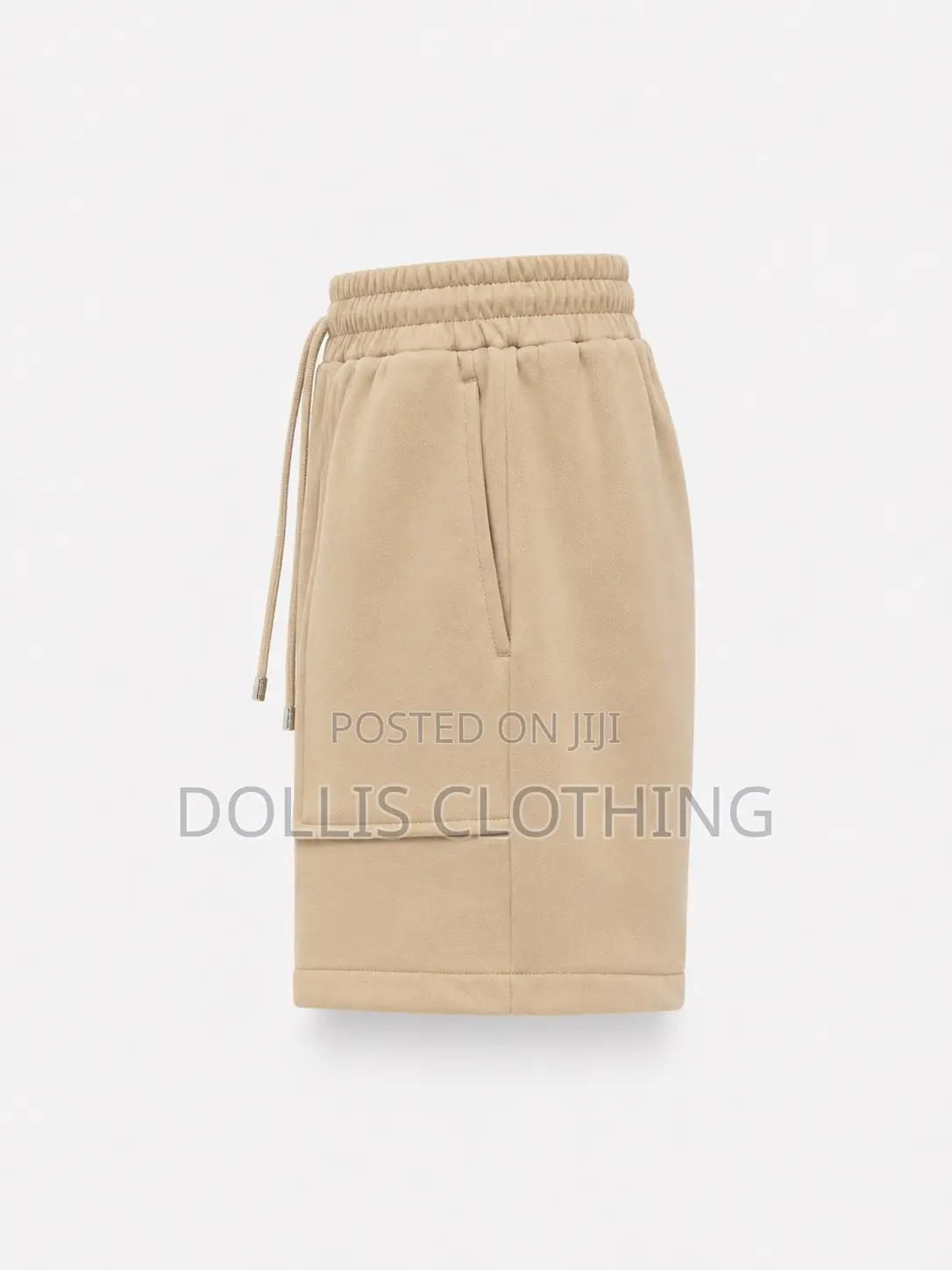 Premium Sand Beige Utility Fleece Shorts