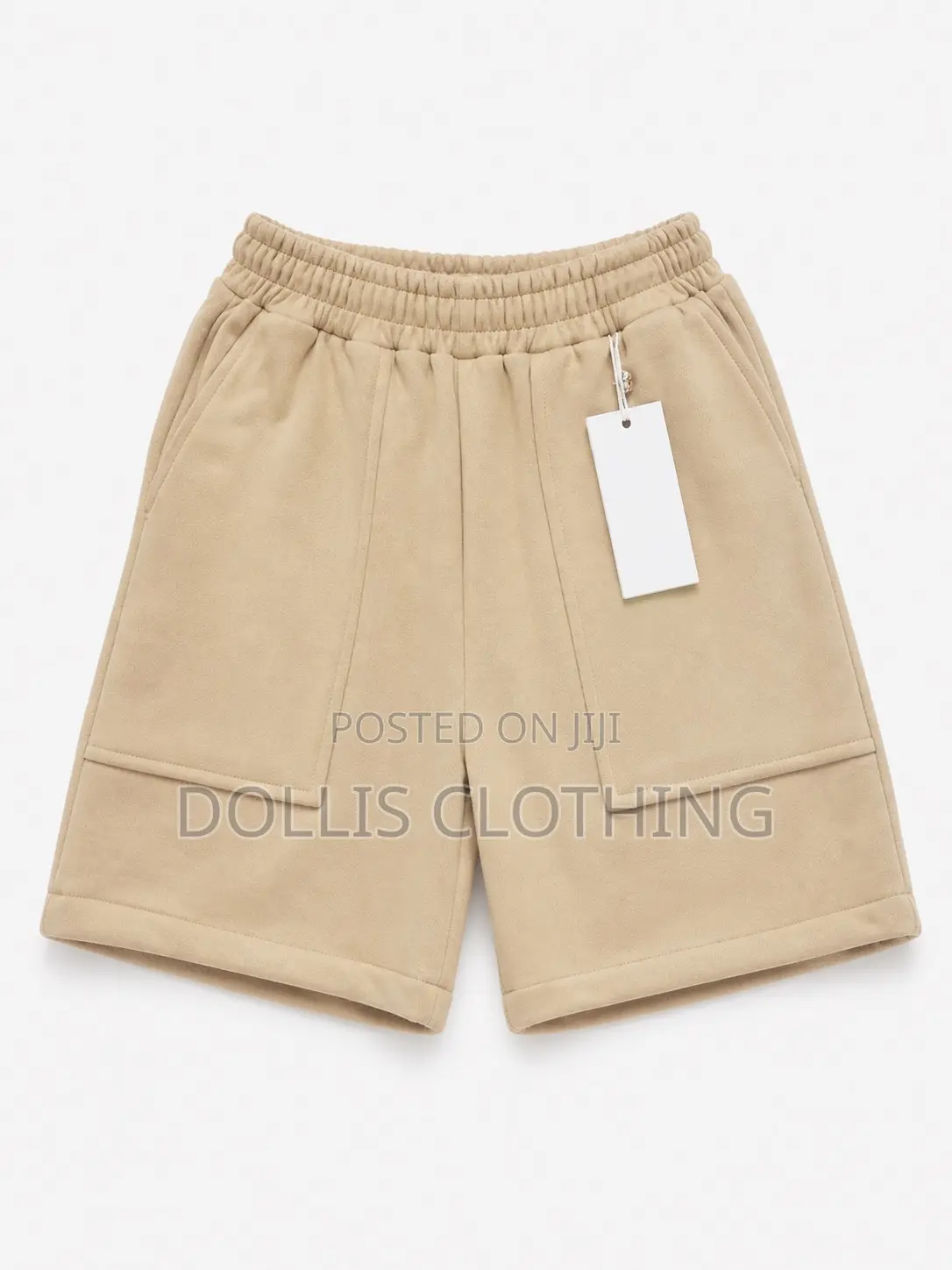 Premium Sand Beige Utility Fleece Shorts