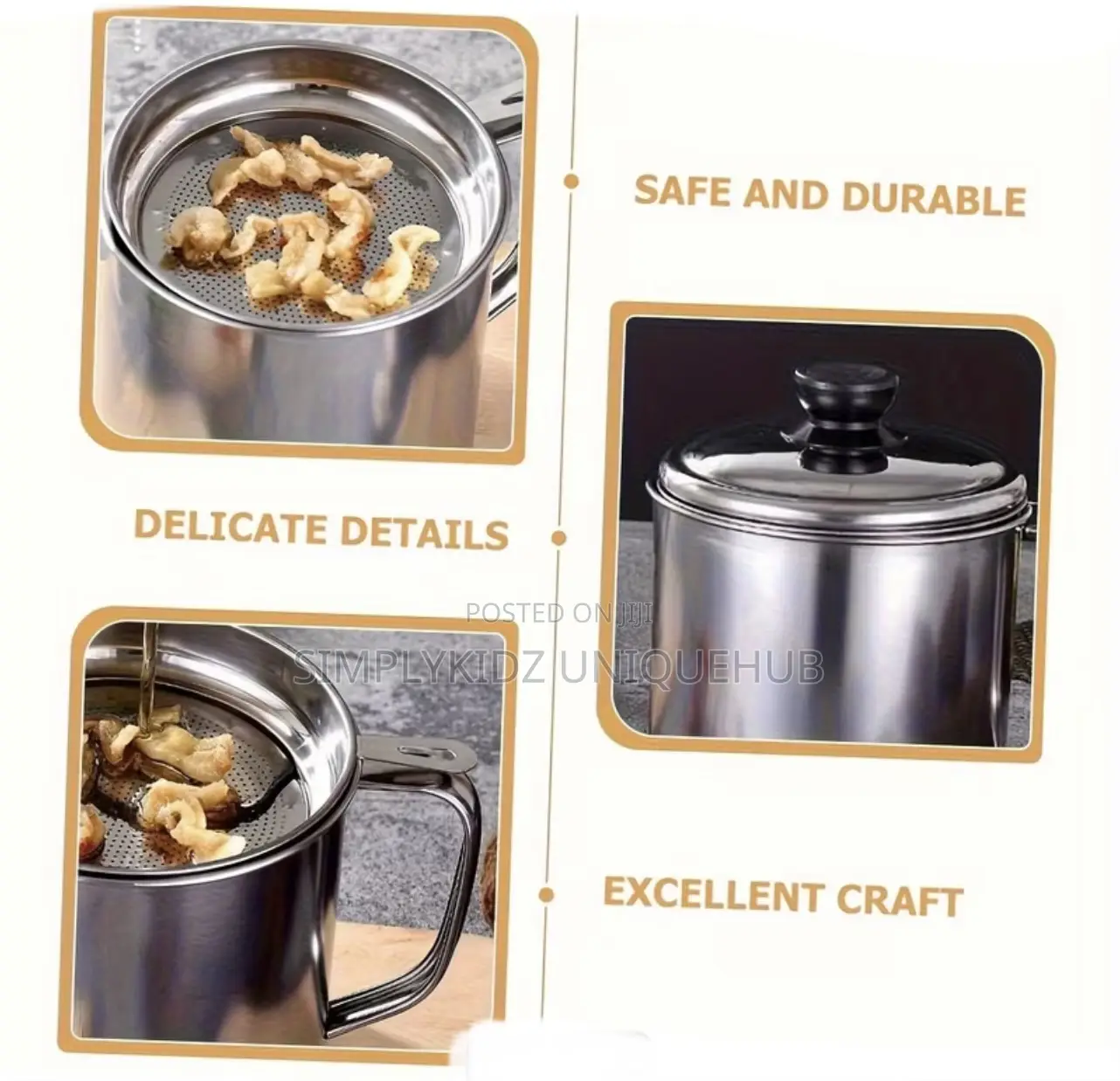 Stainless Steel Oil Storage Pot With Lid