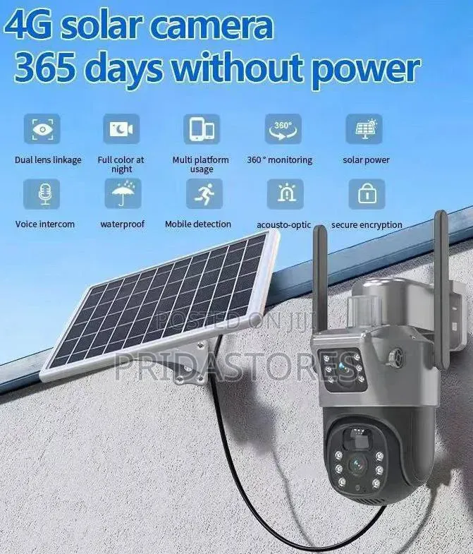 Outdoor Solar Powered Double Lens 4g CCTV