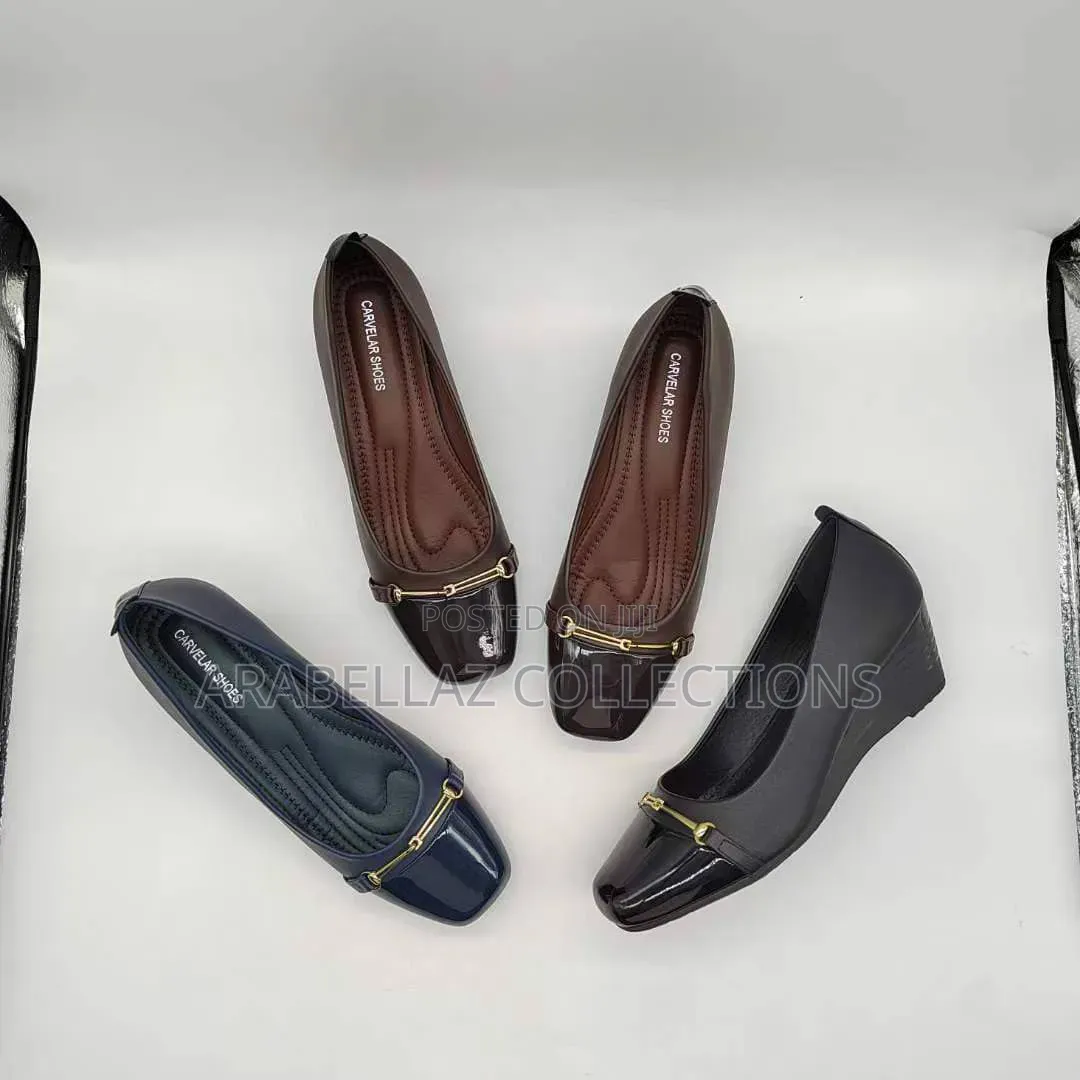 Pu Square Toe Ladies Wedge Heel Office Shoes Women Working Shoes