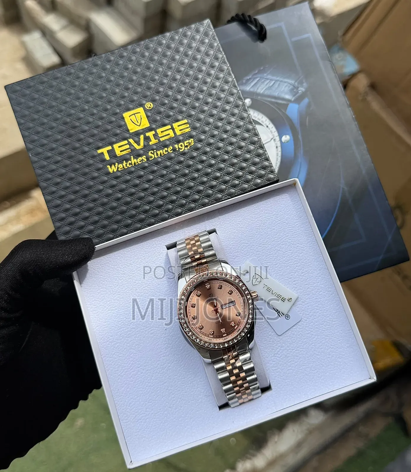 Tevise High Quality Steel Wristwatch Luxury Gift Box Bag*