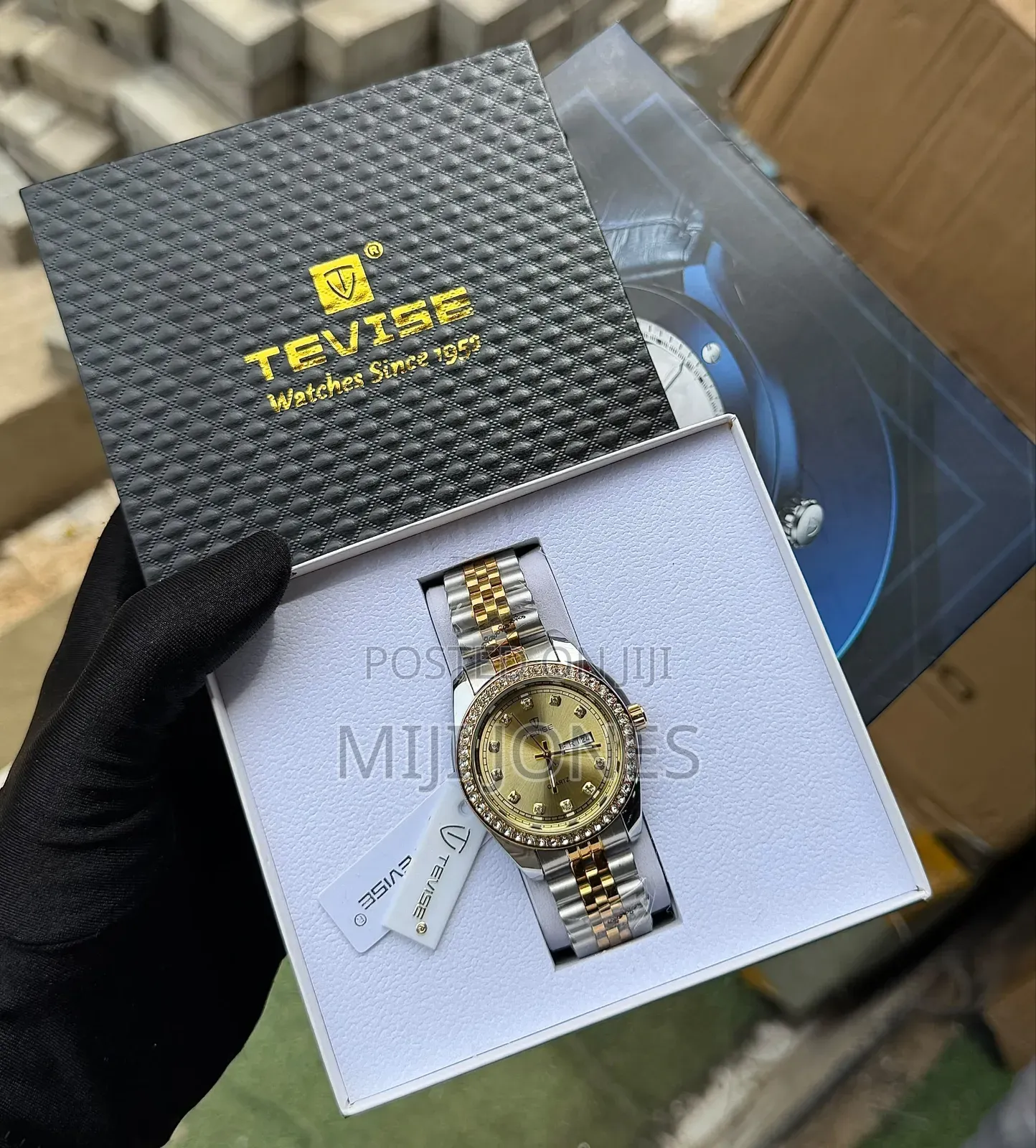Tevise High Quality Steel Wristwatch Luxury Gift Box Bag*