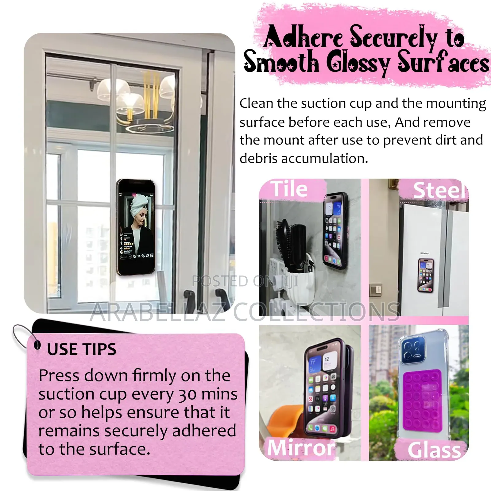Strong Grip Adhesive Silicone Suction Phone Holder