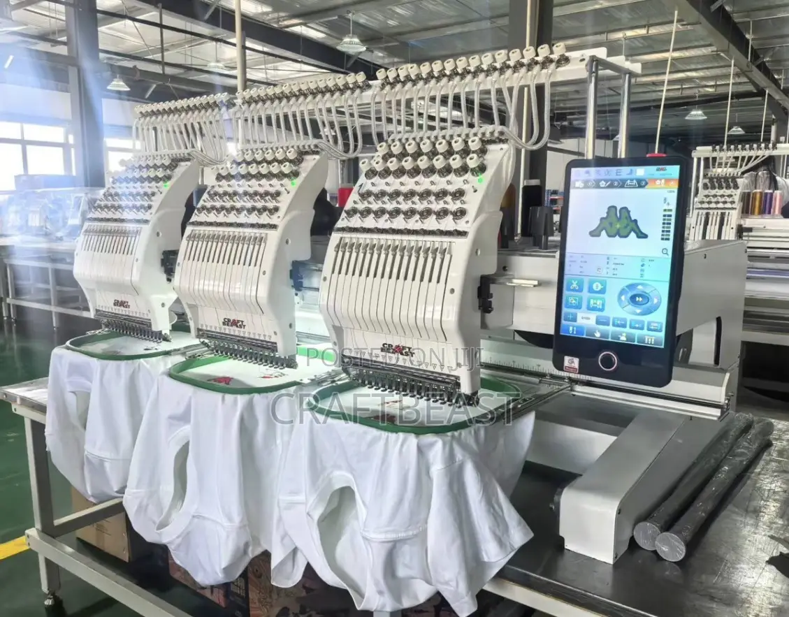 3-heads Embroidery Machine 400by500mm (15.7 By 19.6inches)