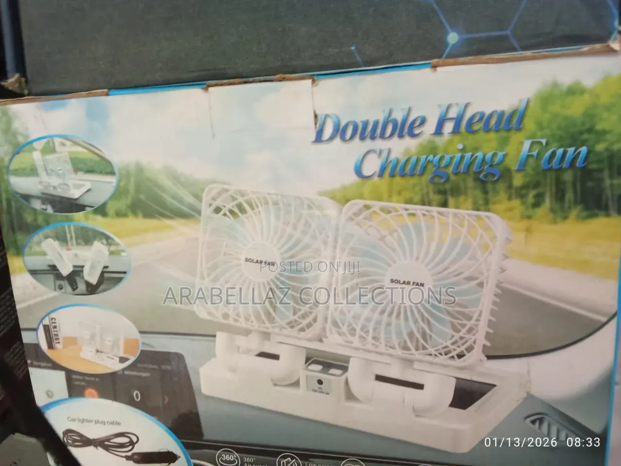 Usb Double Head Mini Air Cooling Solar Panel Power Rechargeable Fan