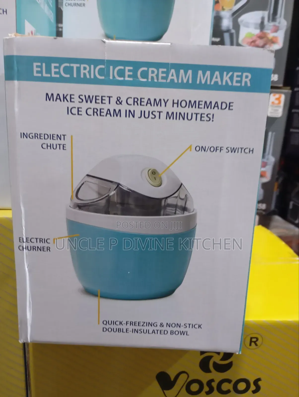Electric Homemade Ice Cream Maker, No Ice Needed, Does the Mixing.