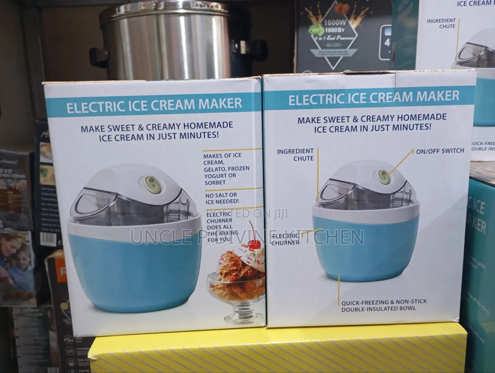 Electric Homemade Ice Cream Maker, No Ice Needed, Does the Mixing.