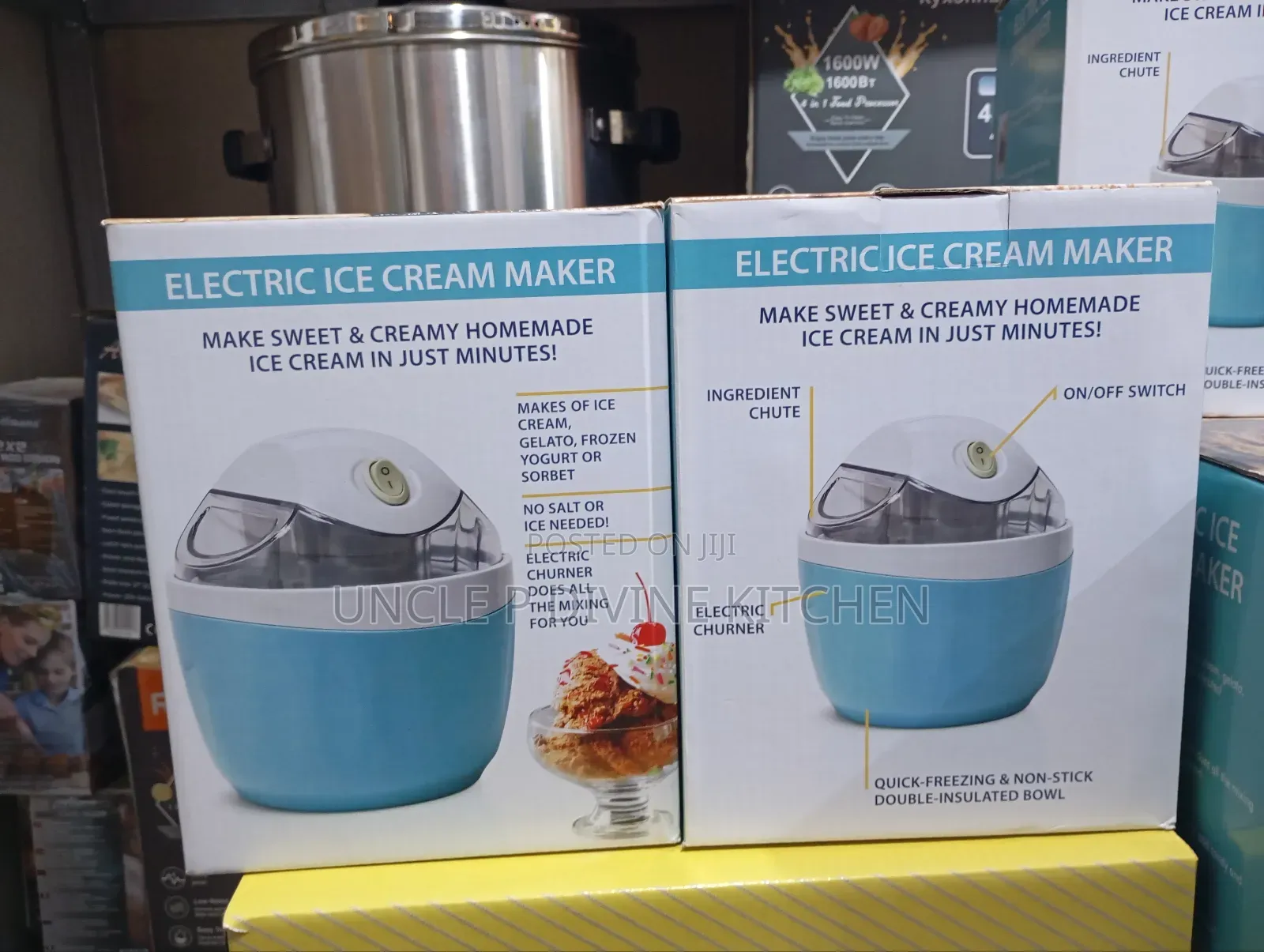 Electric Homemade Ice Cream Maker, No Ice Needed, Does the Mixing.