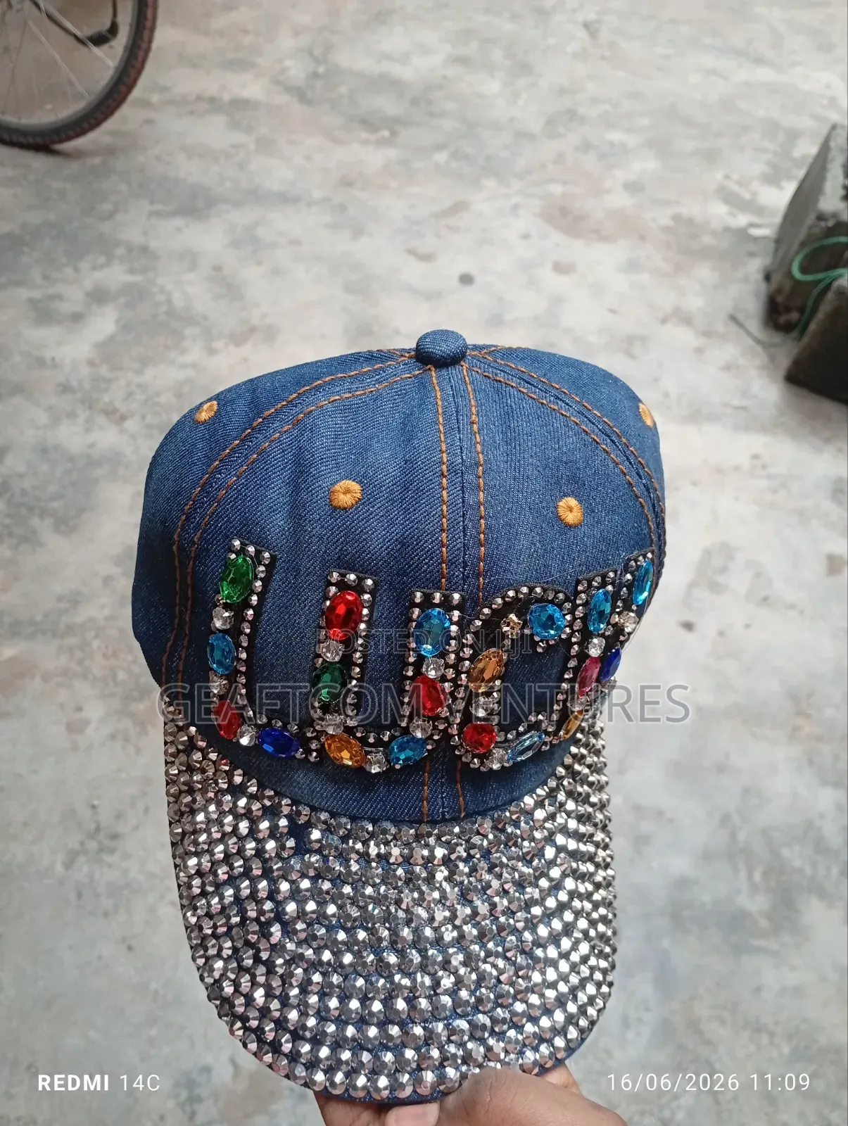 Quality Jeans Beaded Face Cap