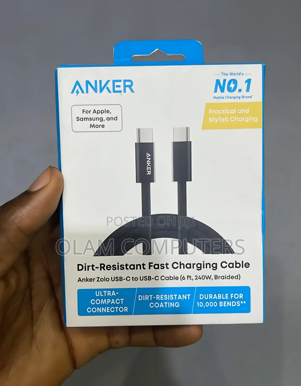 Anker Zolo Usb-C to Usb-C Cable (6 Ft, 240w, Braided)