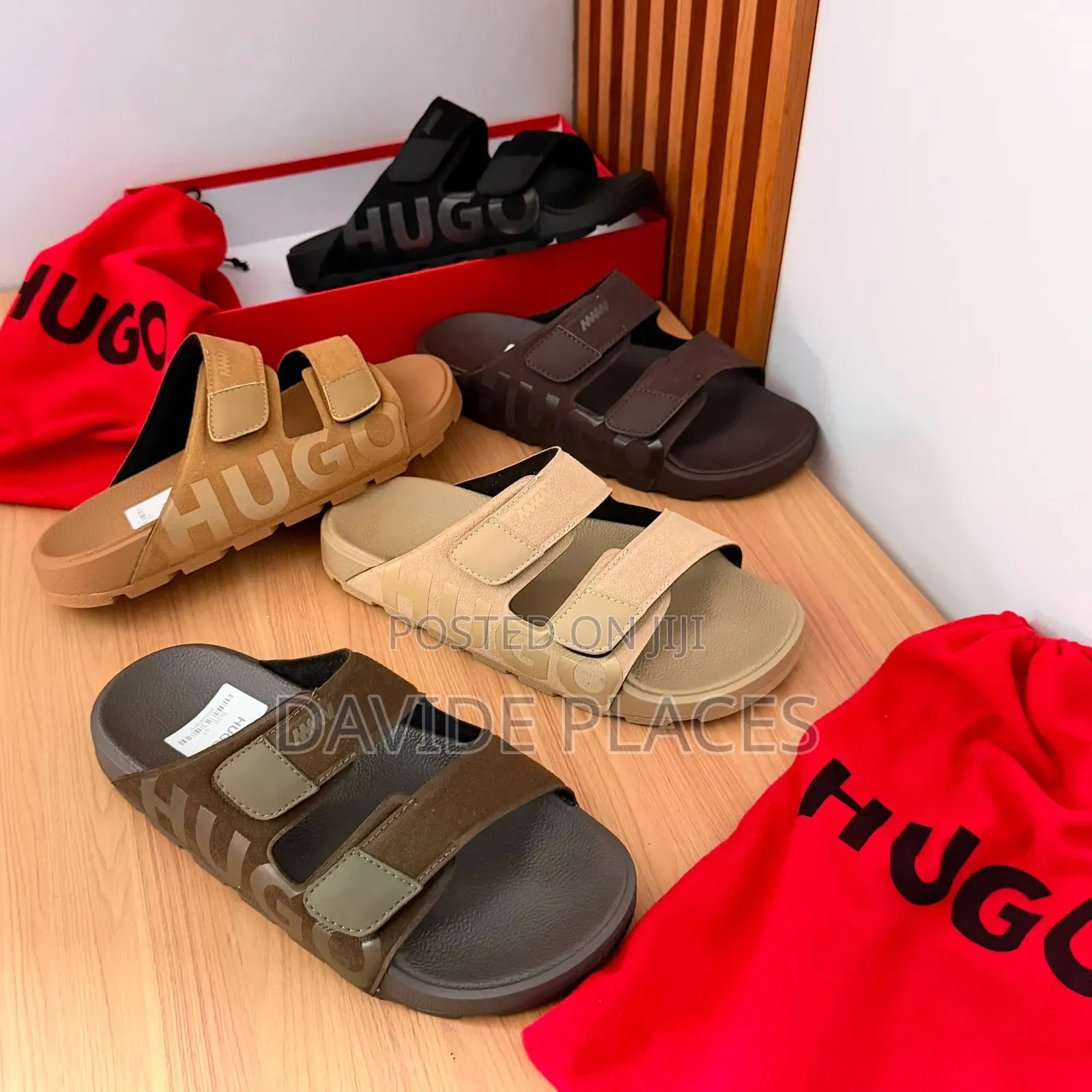 Quality Original Hugo Unisex Slide Black With White Strip