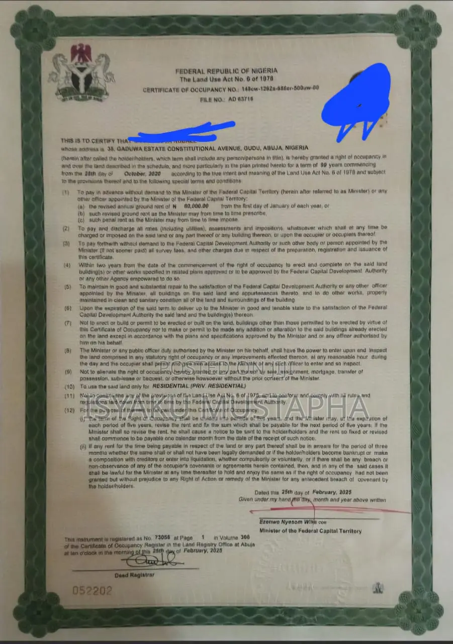 Certificate of Occupancy
