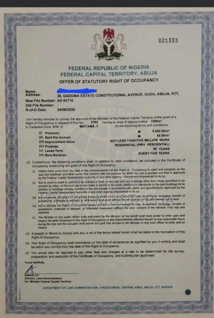 Certificate of Occupancy