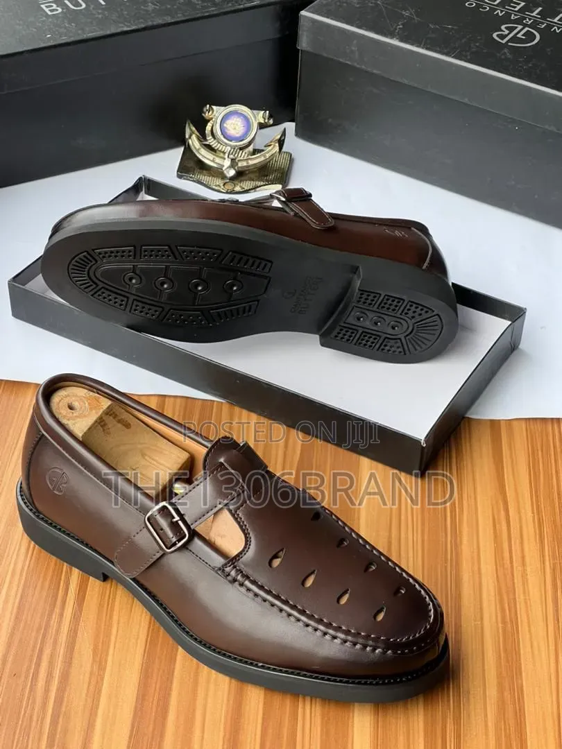 Men's Classic Black Monk Strap Leather Shoes