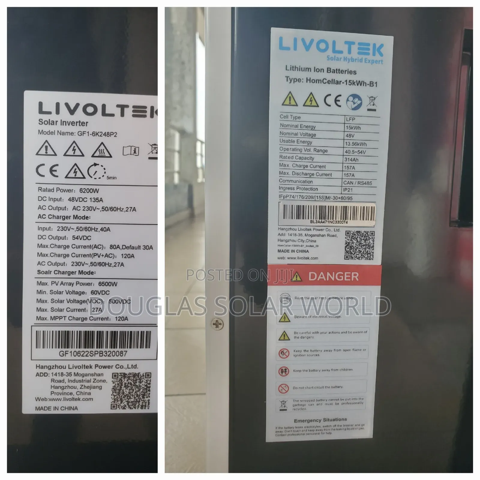 Livoltek 6.2kw Hybrid Inverter/15kwh Lithium Battery Solar System