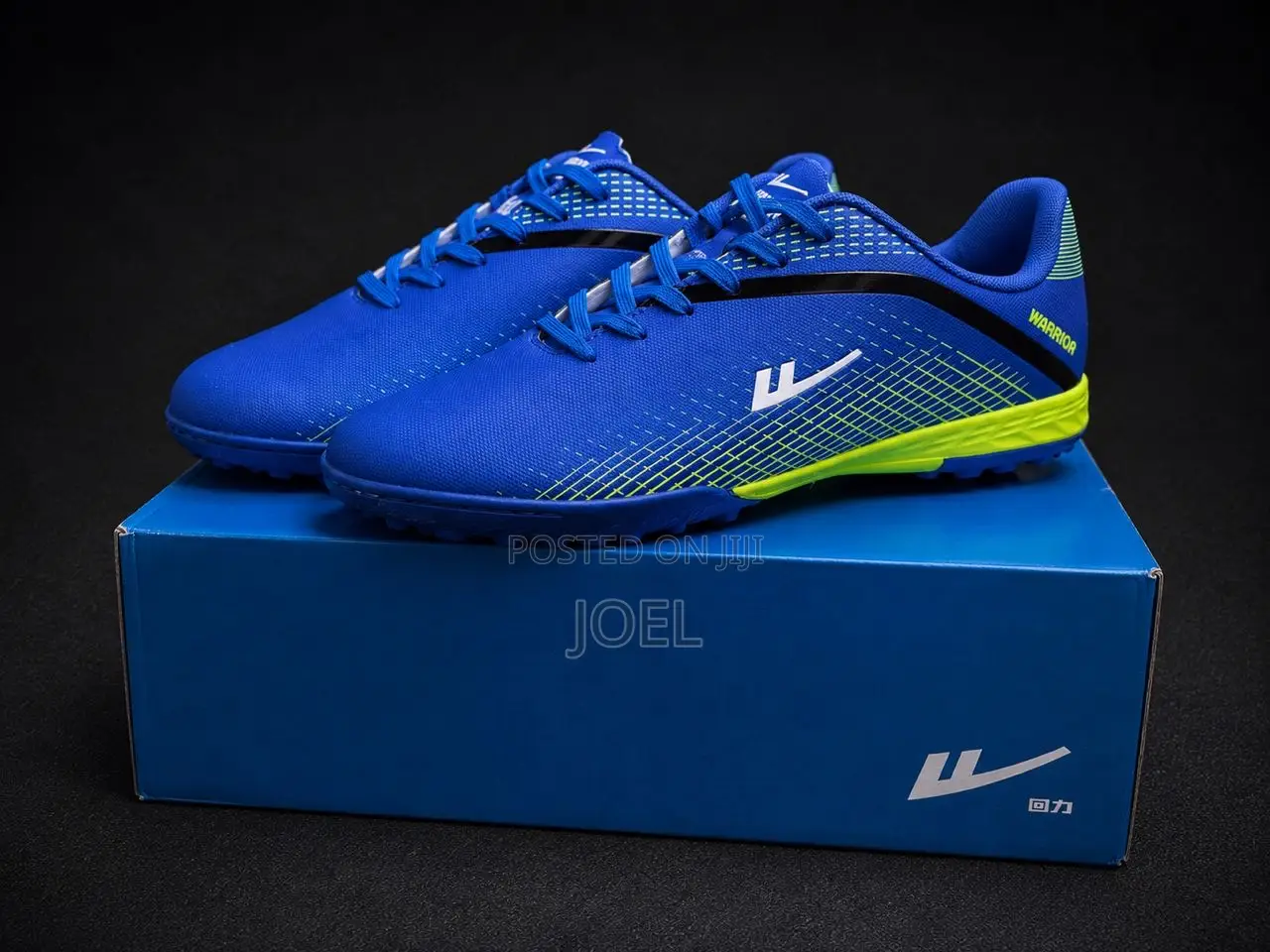 Warrior Blue and Neon Green Turf Soccer Shoes
