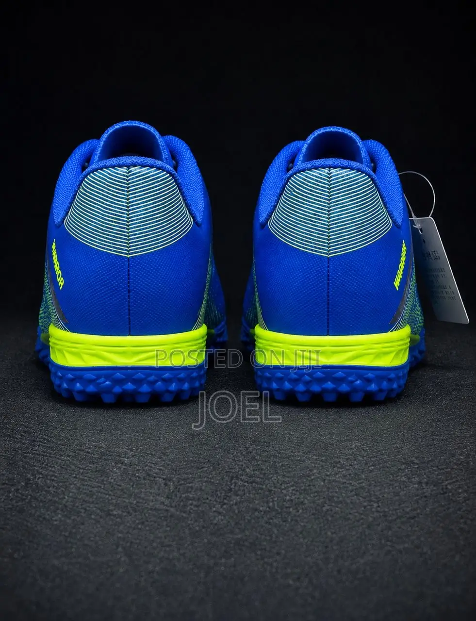 Warrior Blue and Neon Green Turf Soccer Shoes