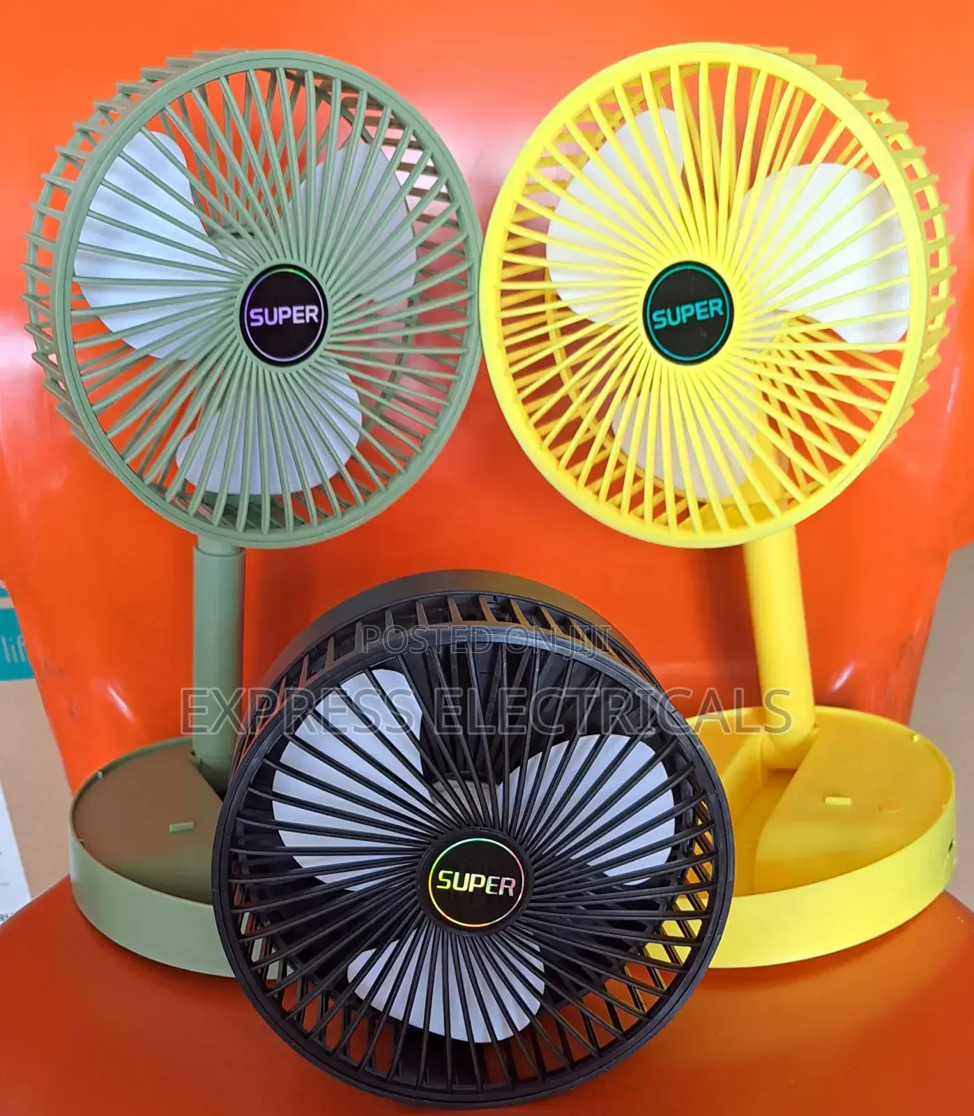 Folding Rechargeable Table Fan With Storage Base, Adjustable Angle