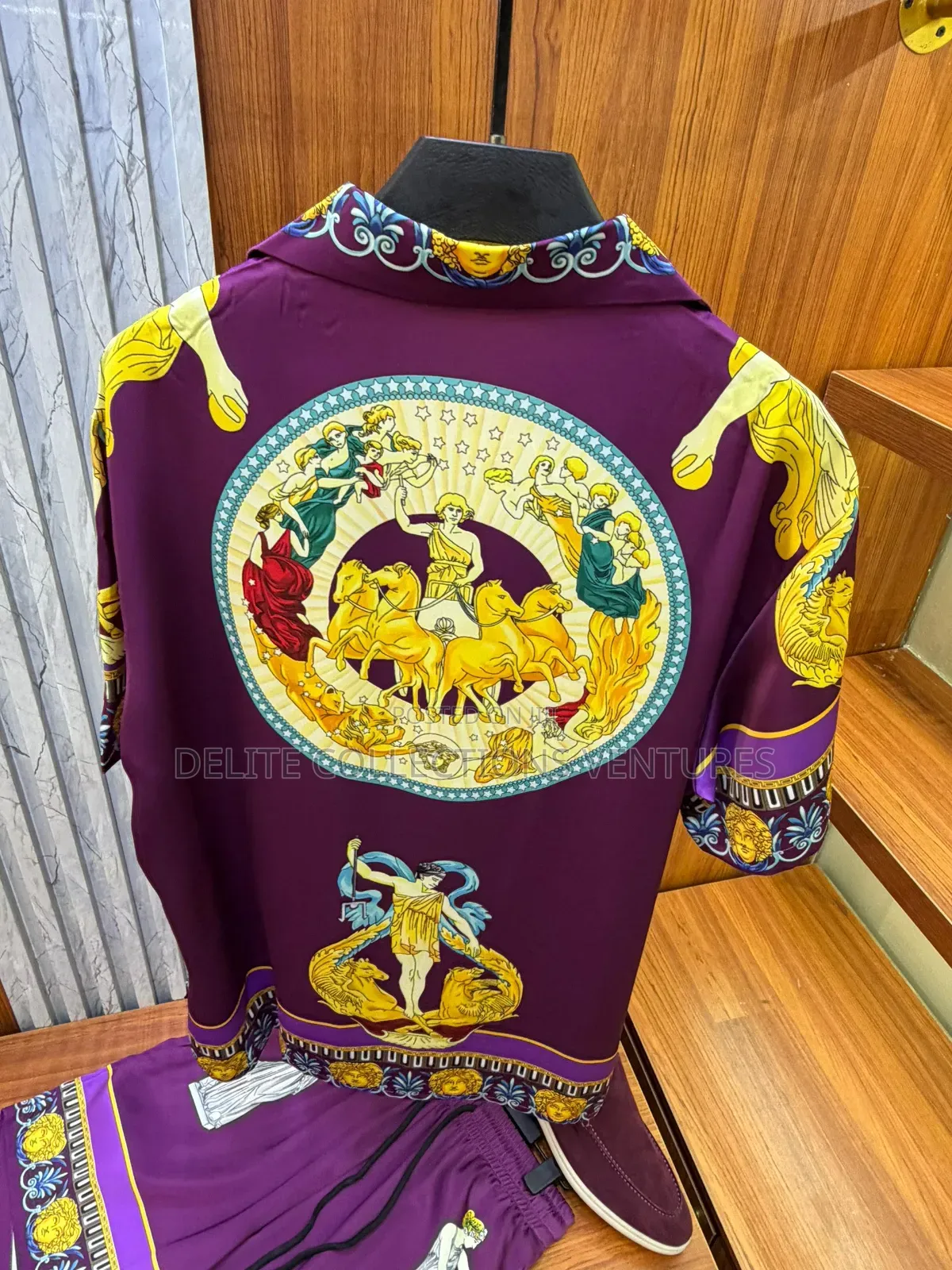 Luxury Update Versace Men “Hall of Statues” Silk Shirt and Shor