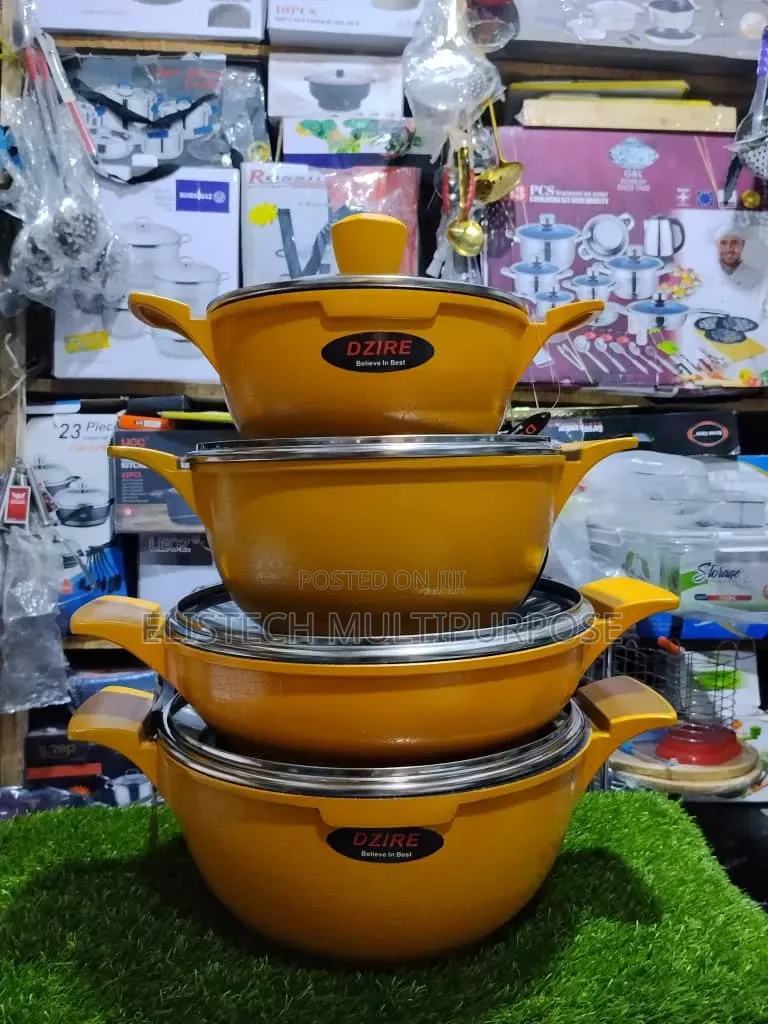 Dzire Premium 4-Piece Non-Stick Cookware Pot Set – Vibrant Yellow