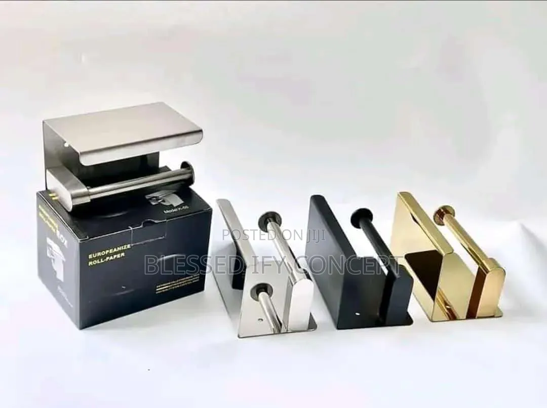 Quality Toilet Roll Holder, Black, Stainless Gold Colors