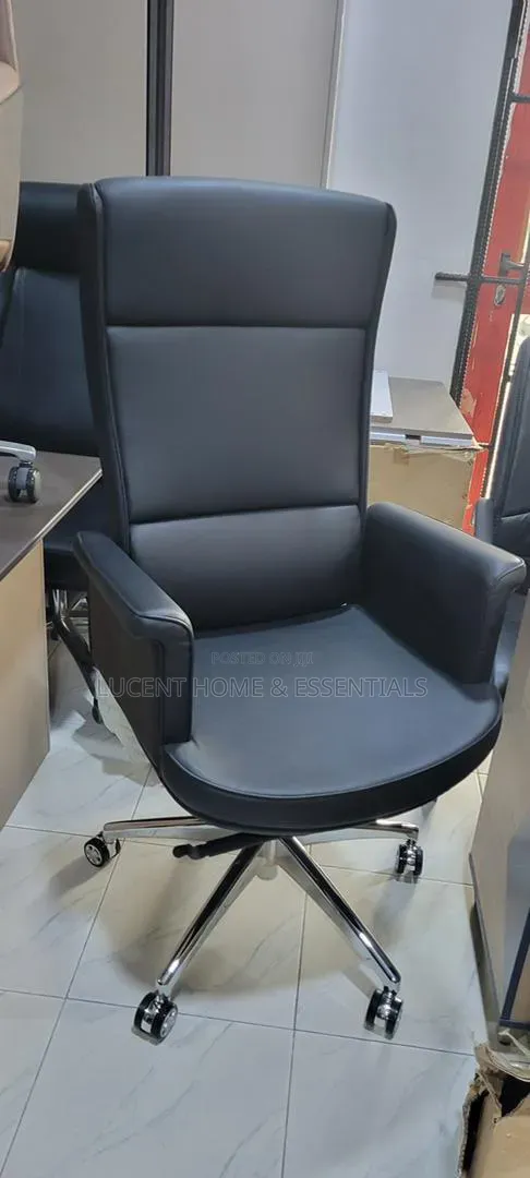 Premium High-Back Executive Office Chair (Black Leather) Brand New