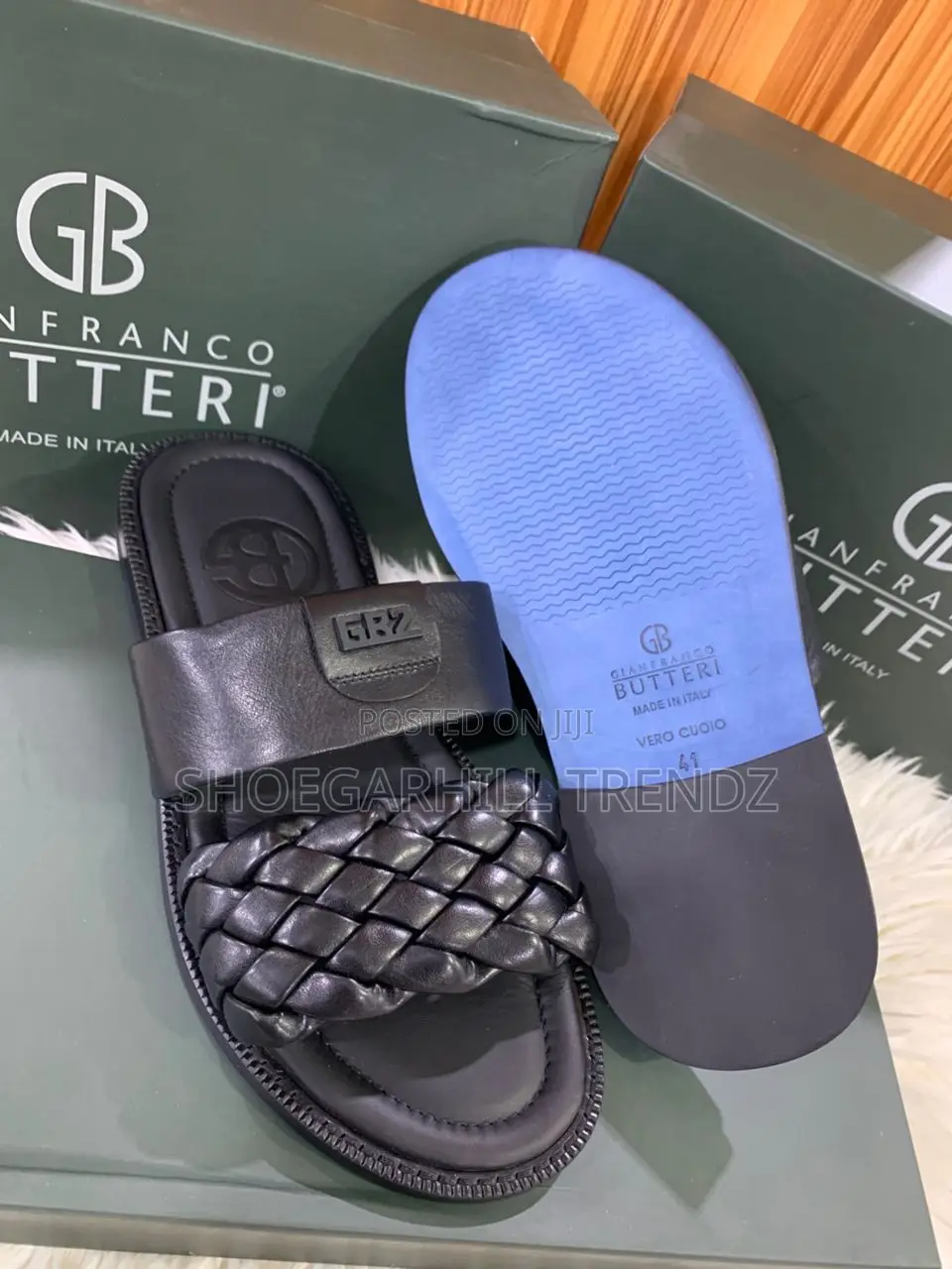 Premium Gianfranco Butteri Woven Palm Slippers |Luxury Comfort Style
