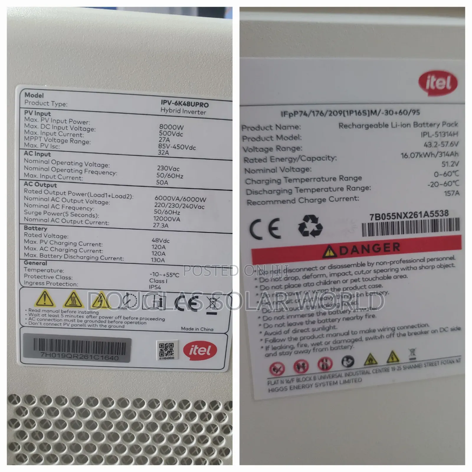 Itel 6kva Hybrid Inverter/16.Kwh Lithium Battery 48v Solar System