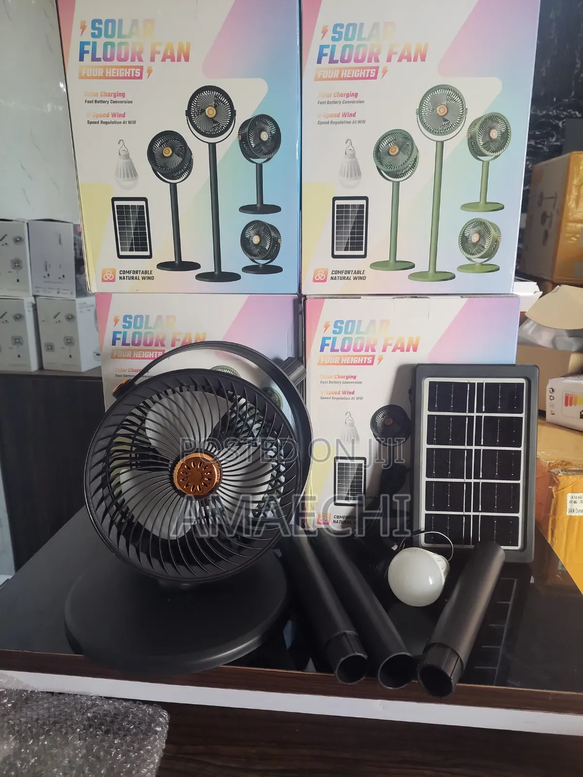 Adjustable Height Solar Floor Fan