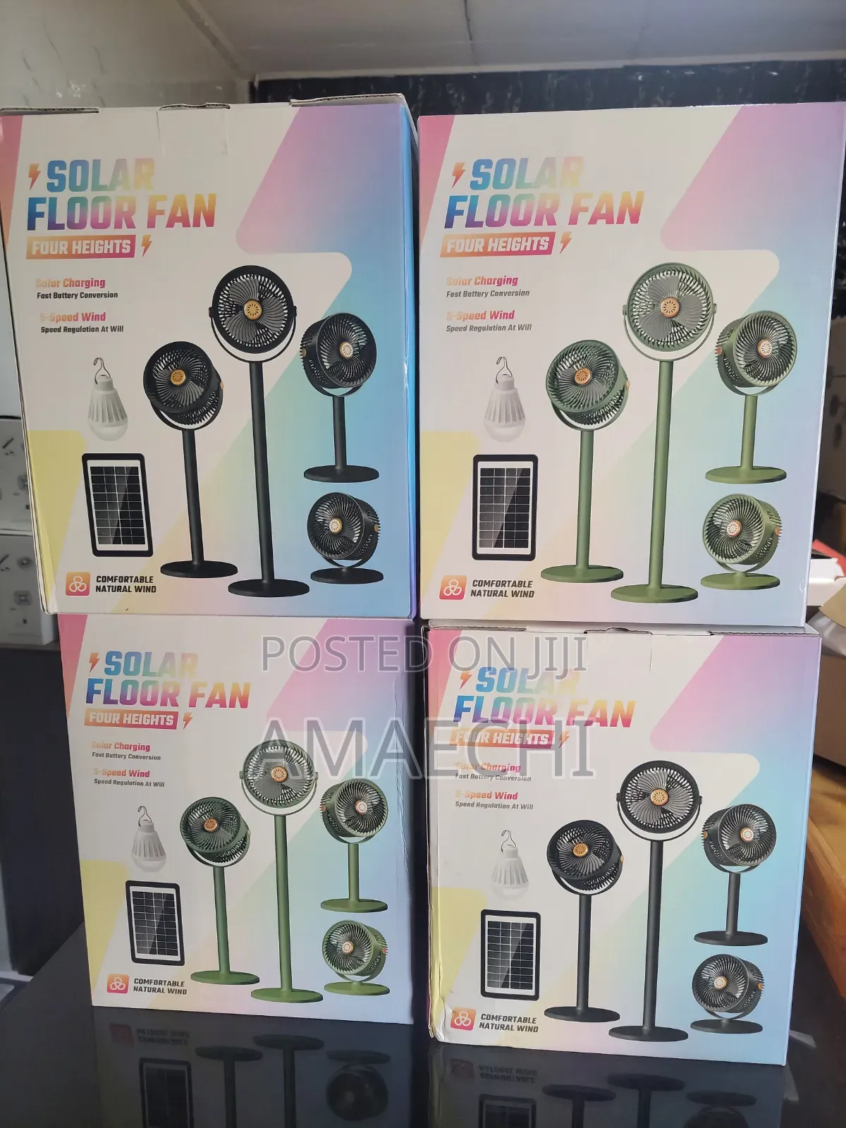 Adjustable Height Solar Floor Fan
