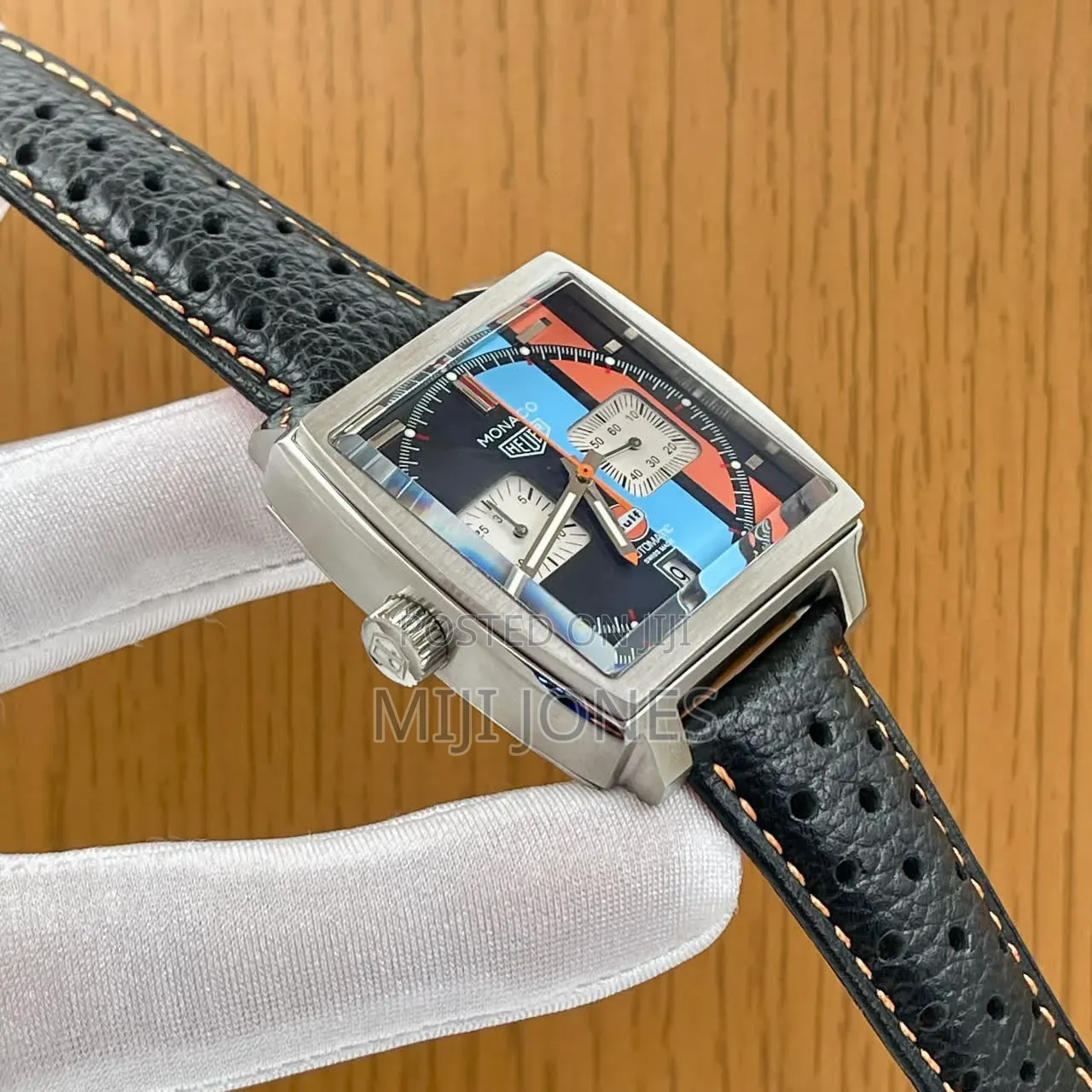 Monaco Tag Heuer Inspired Leather Watch