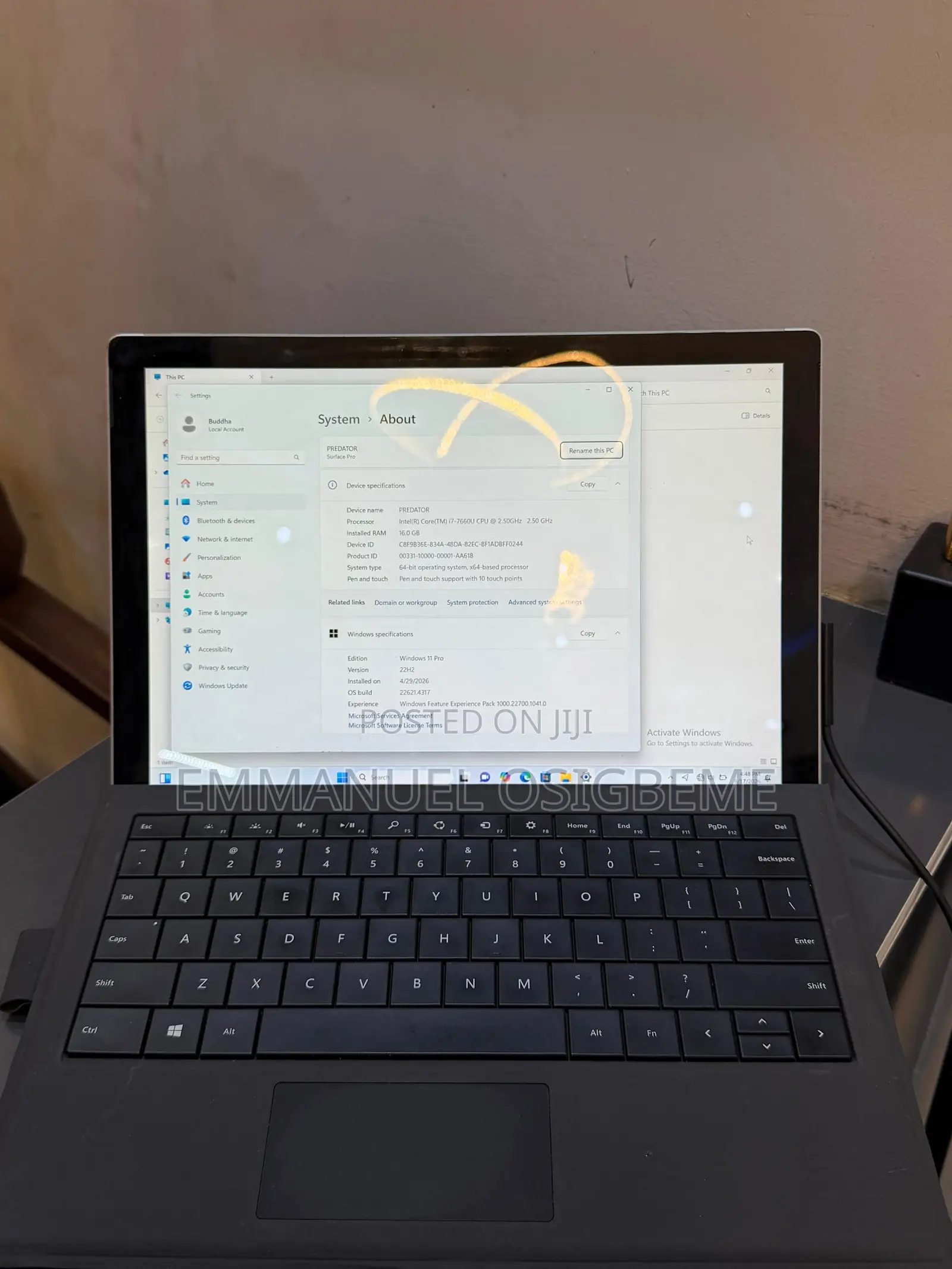 Laptop Microsoft Surface Pro 16GB Intel Core i7 SSD 512GB