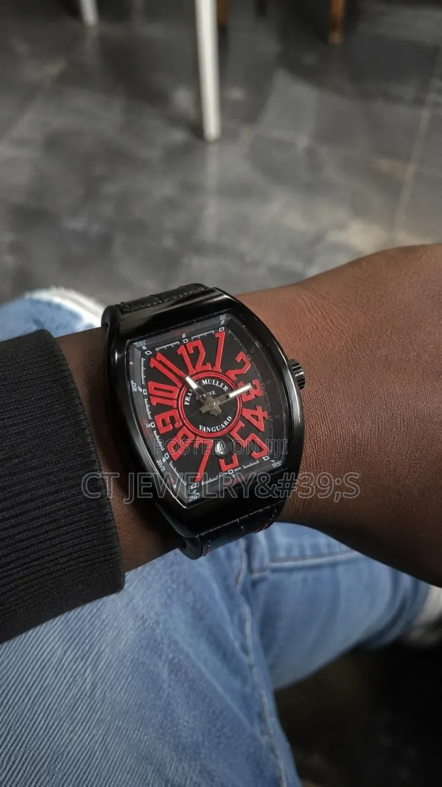 Franck Muller Vanguard Black Titanium Case Vibrant Red Numerals