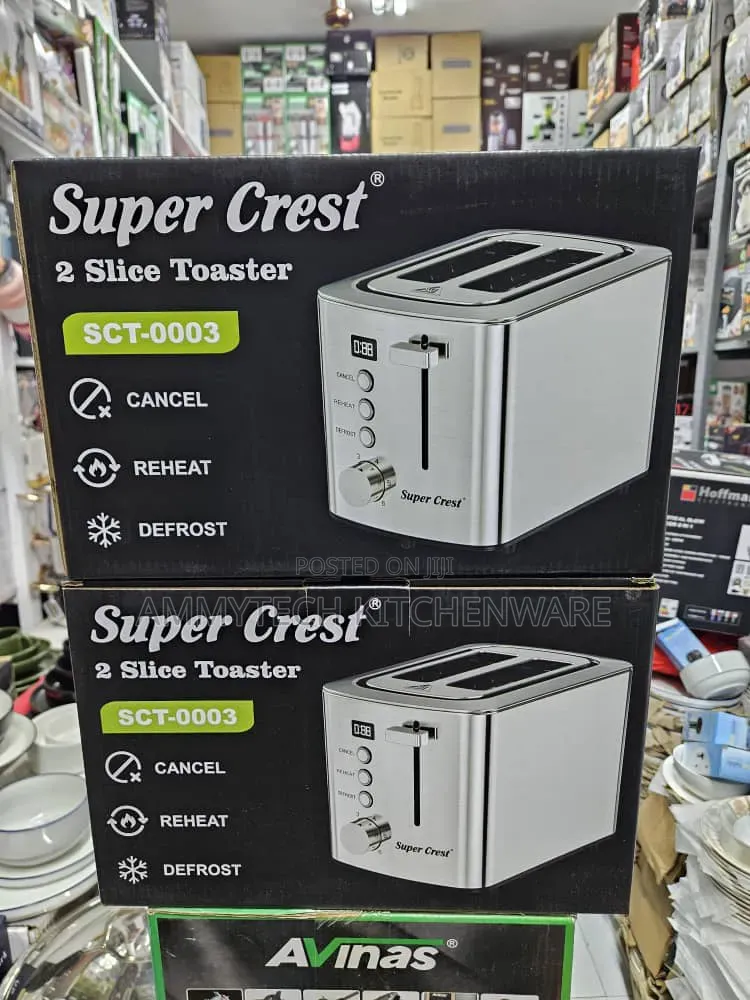 2 Slice White Super Crest Popup Toaster