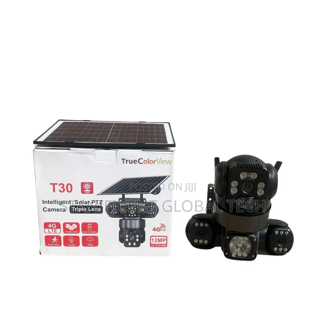 12mp 4g T30 True Triple Lens Solar Ptz Big Outdoor Camera(V380 App)