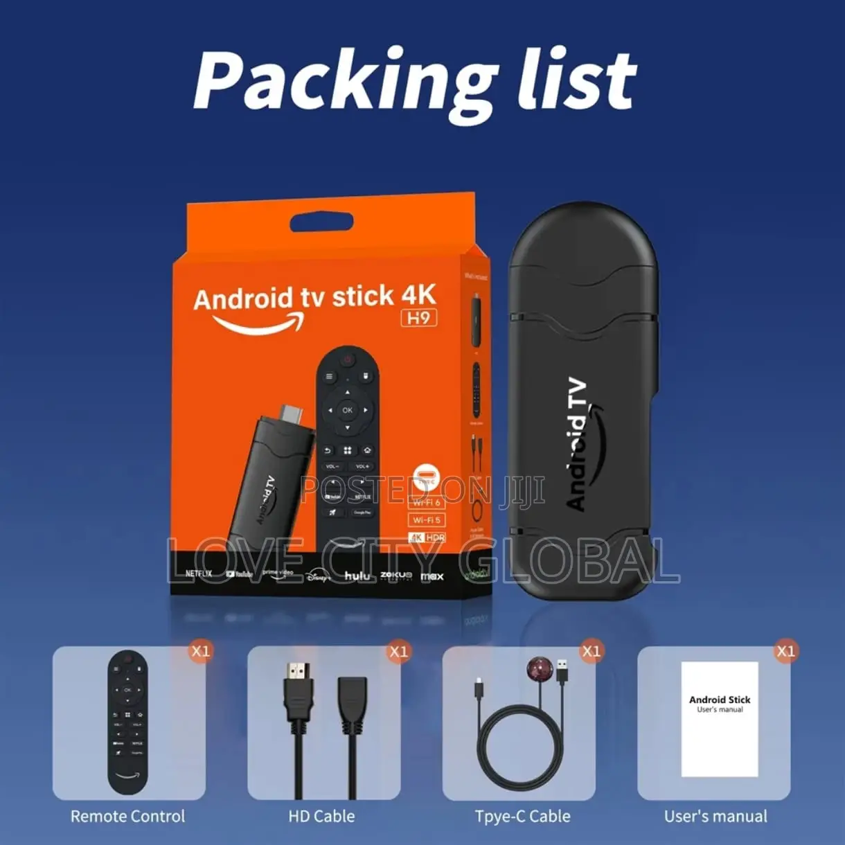 Android Tv Stick H19 Smart Streaming Voice Remote Wi-Fi 6 Full Hdr,