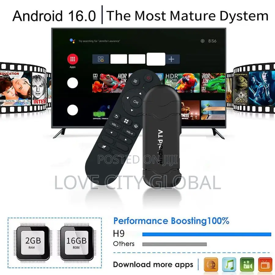 Android Tv Stick H19 Smart Streaming Voice Remote Wi-Fi 6 Full Hdr,