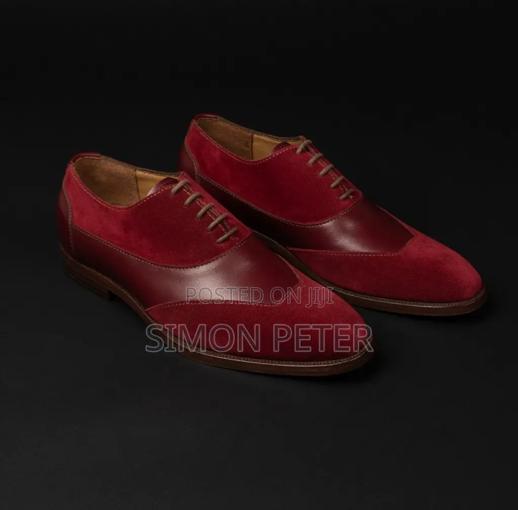 Red Suede and Leather Oxfords
