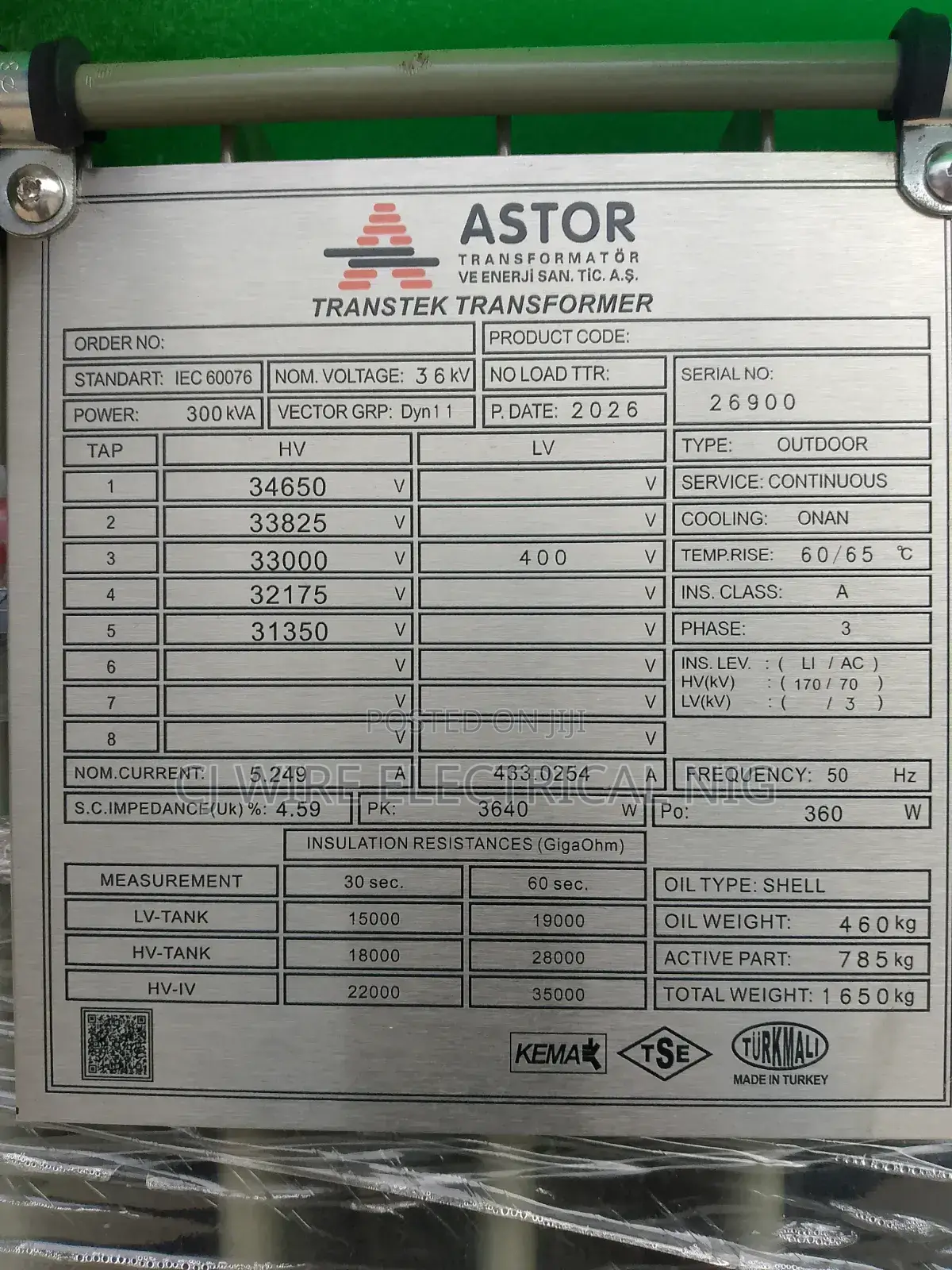 300kva/33kv/Astor High Quality Electric Power Transformers