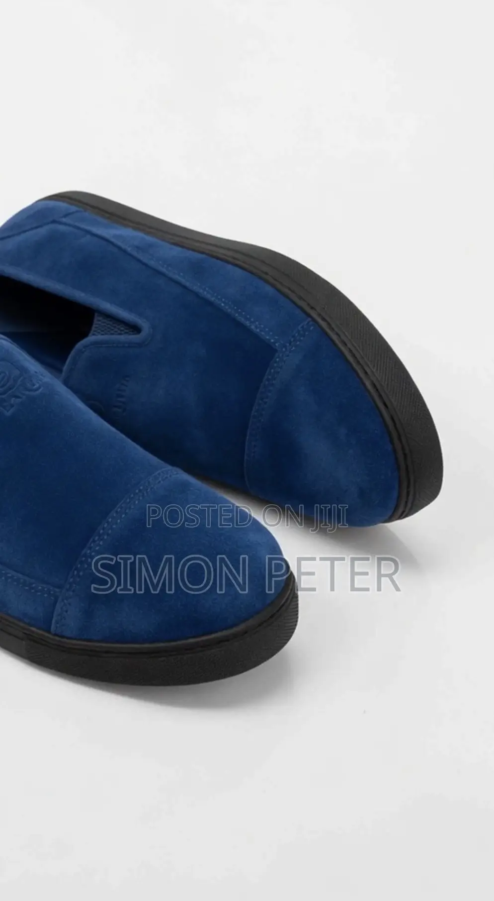 Blue Leather Slip -on Shoe Loafers