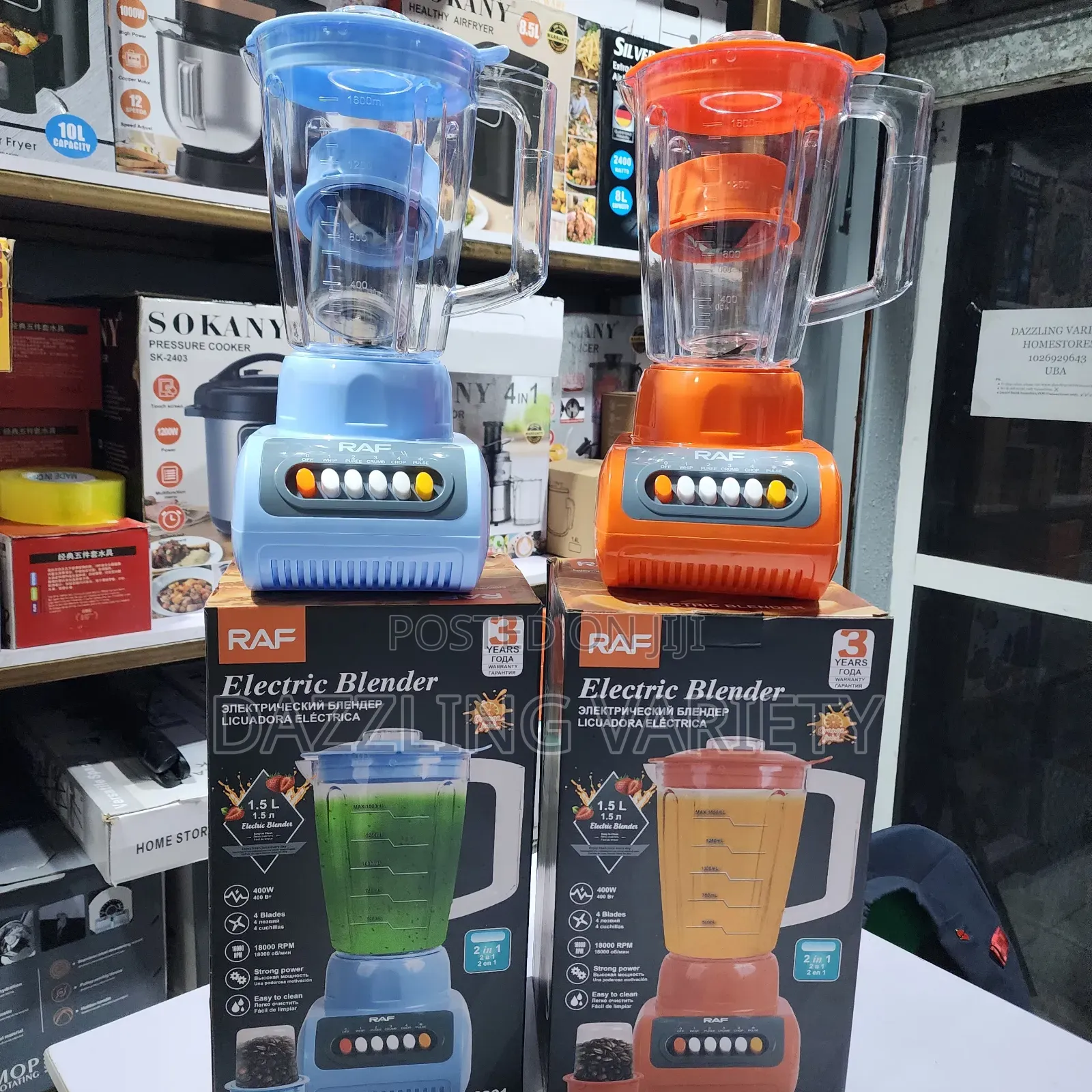 2 in 1 Raf 1.5liters Electric Blender