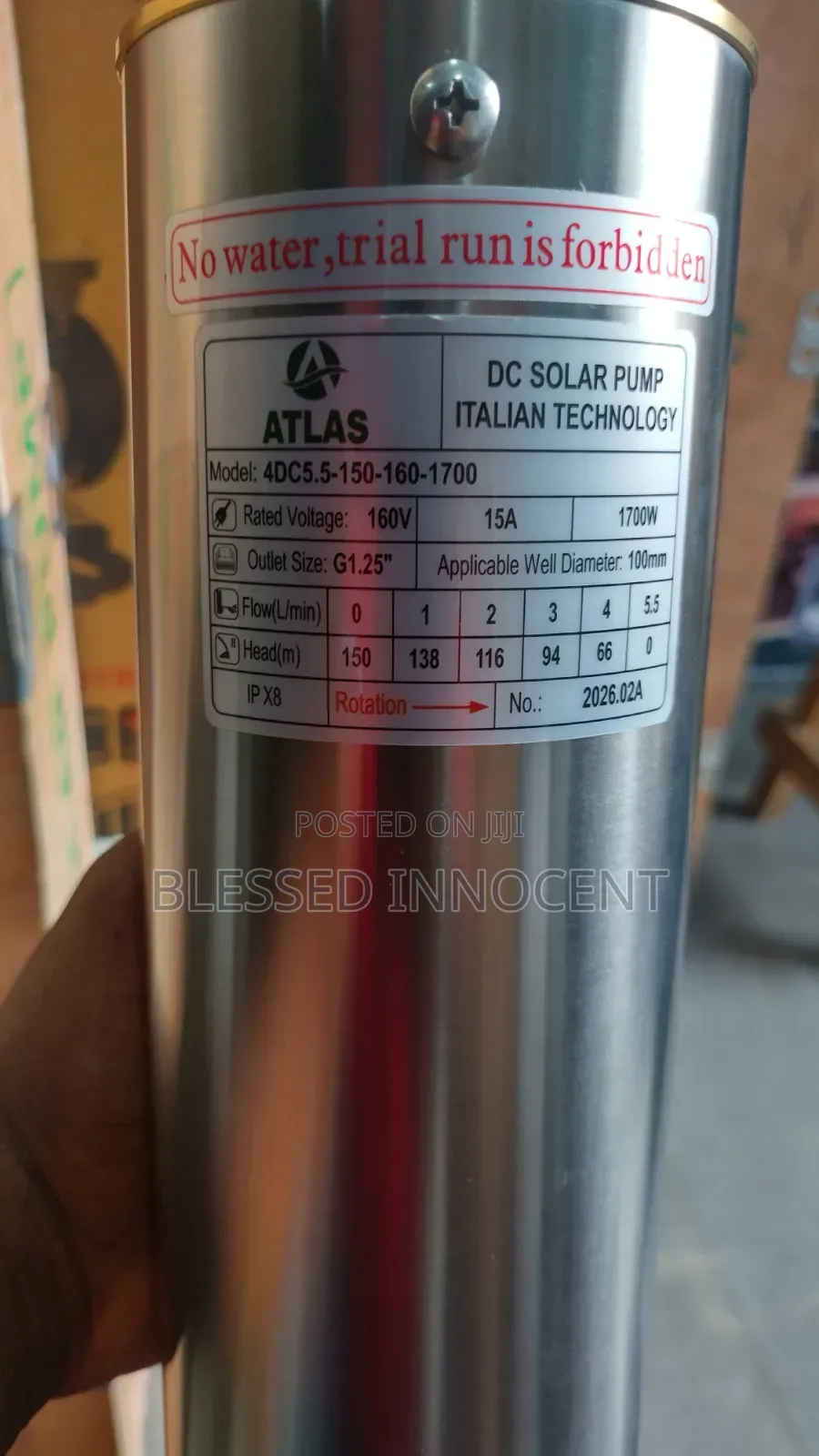 Atlas 1700w Dc Solar Submersible Borehole Water Pump 160v – 150m Head