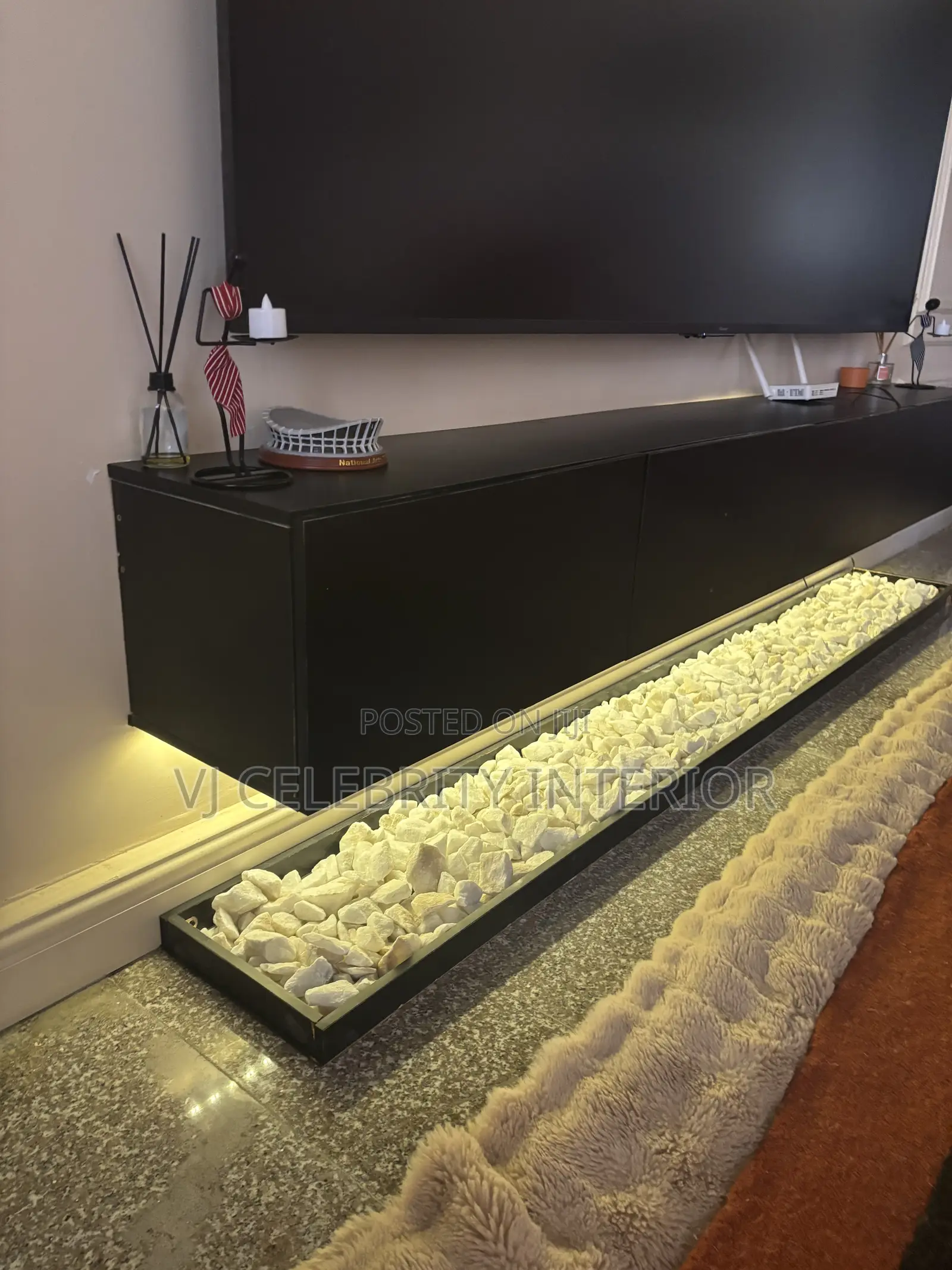 Brand New TV Consoles 8ft With Marble Stones and Light.