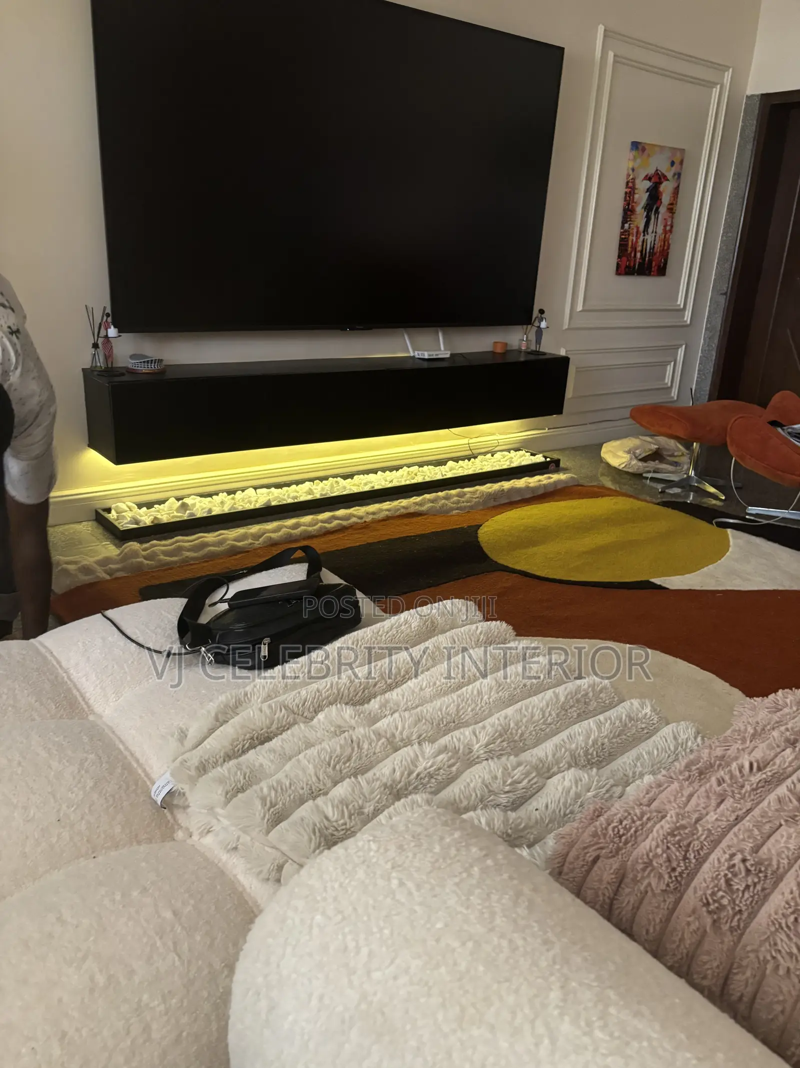 Brand New TV Consoles 8ft With Marble Stones and Light.